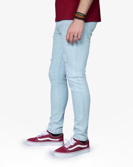 شلوار جین زاپ دار مردانه - آبی روشن - بغل