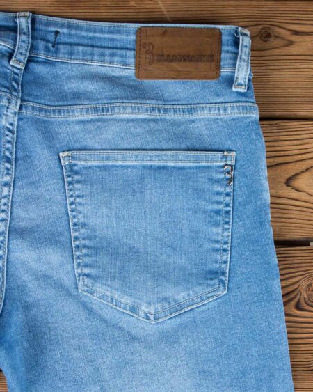 شلوار جین کشی ساده مردانه - آبی روشن - جیب