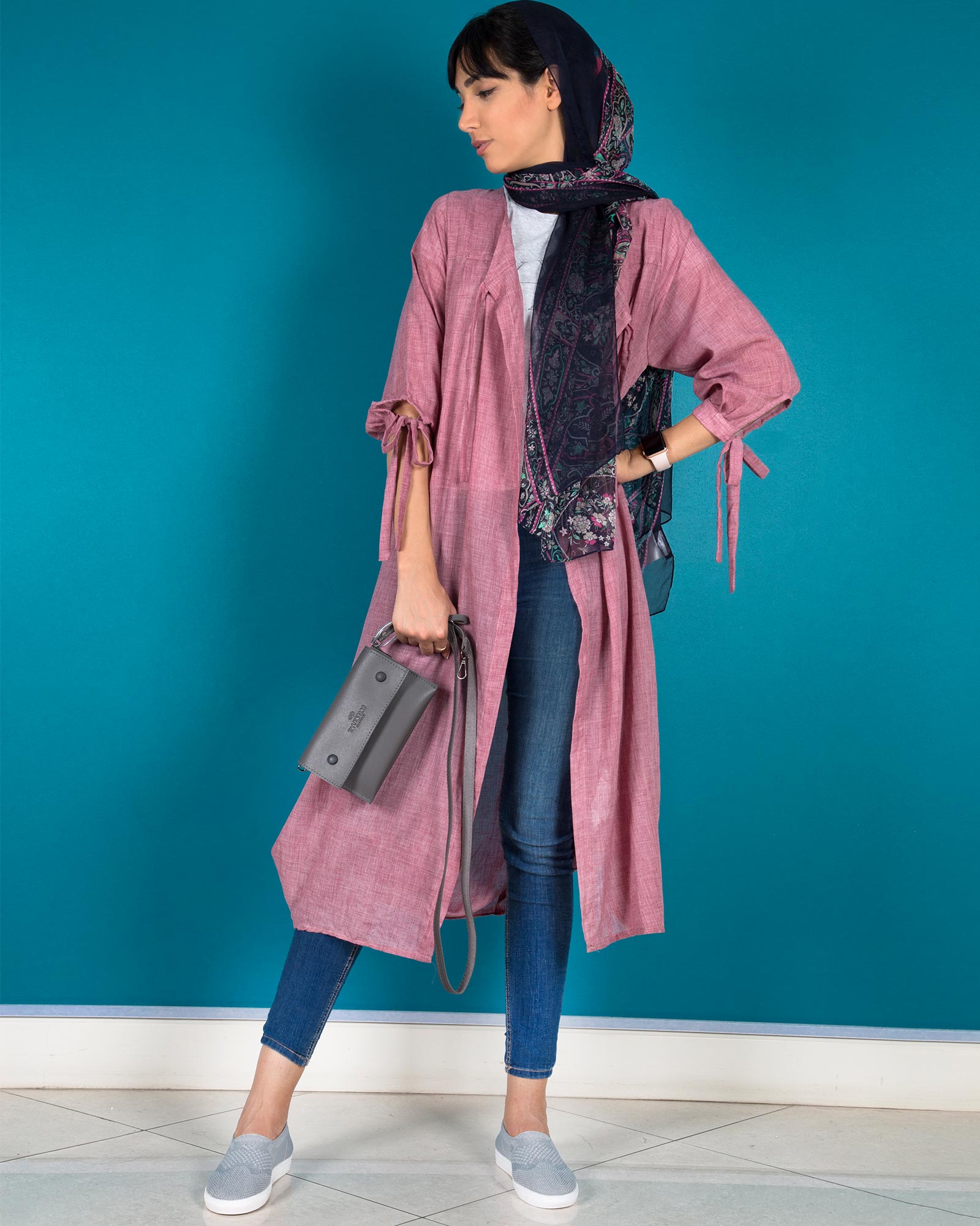 مانتو تابستانی نخی بلند زنانه جلو باز - کالباسی - محیطی