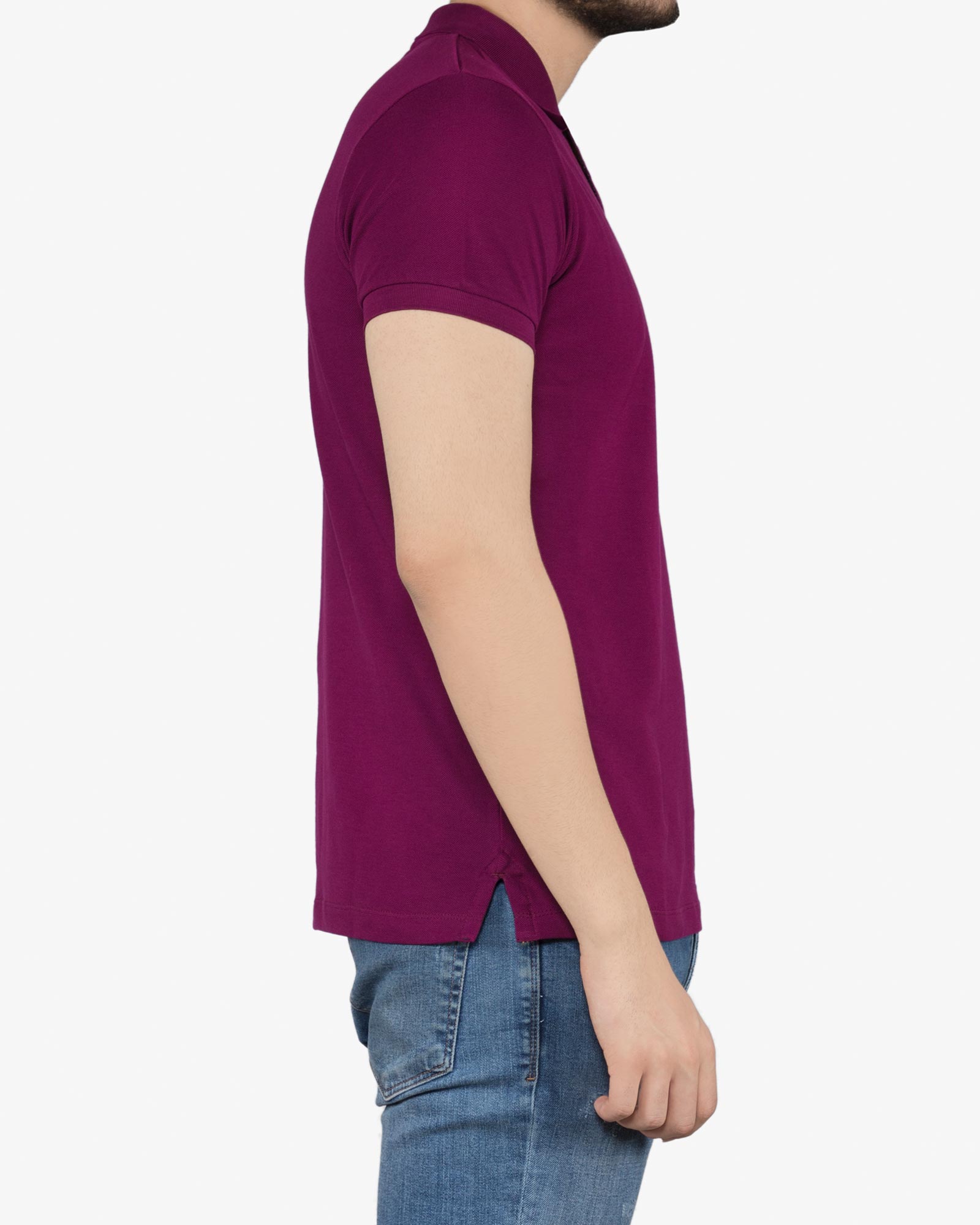 پولوشرت جودون ساده مردانه - بادمجانی - بغل