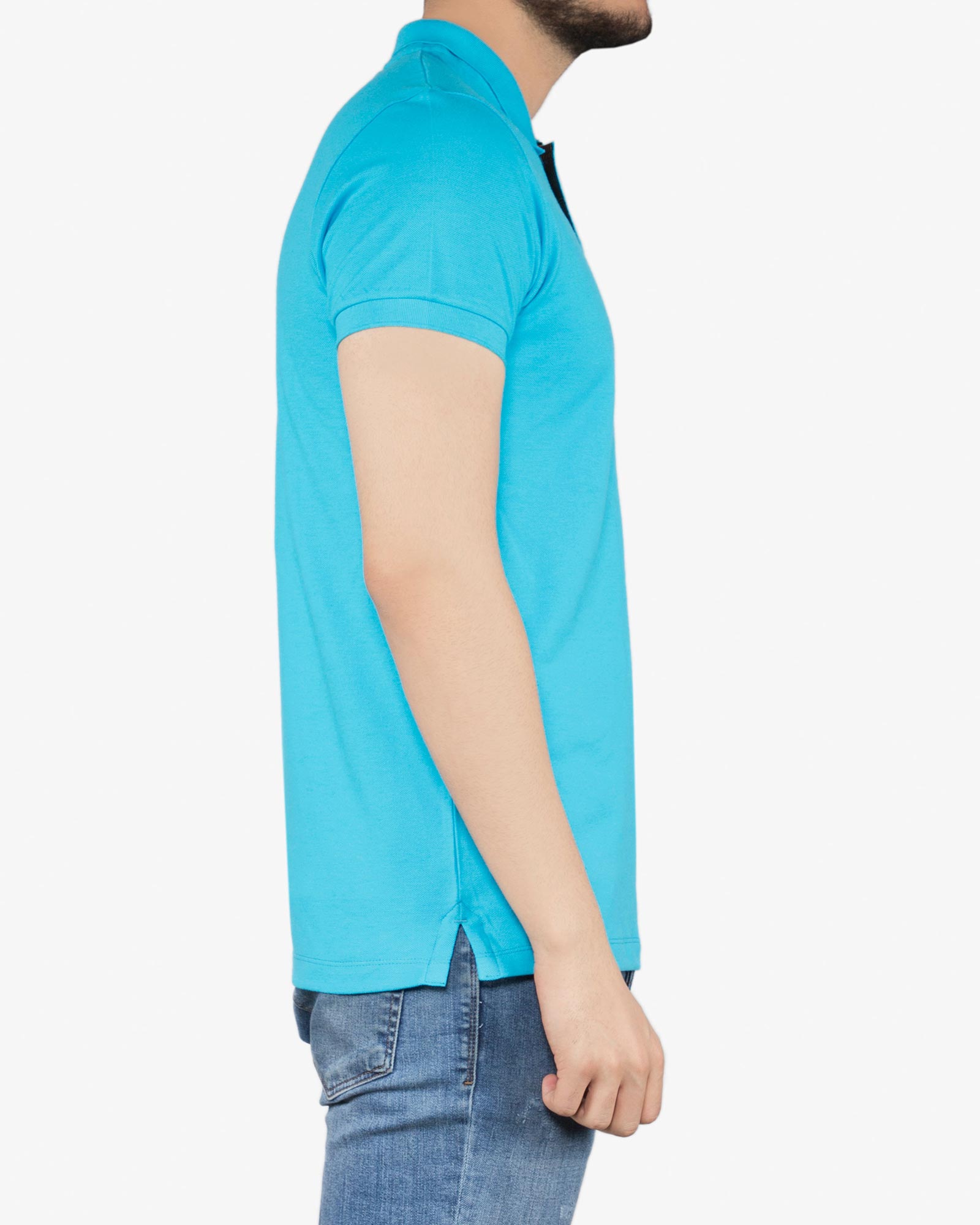 پولوشرت ساده جودون مردانه - آبی فیروزه ای - بغل