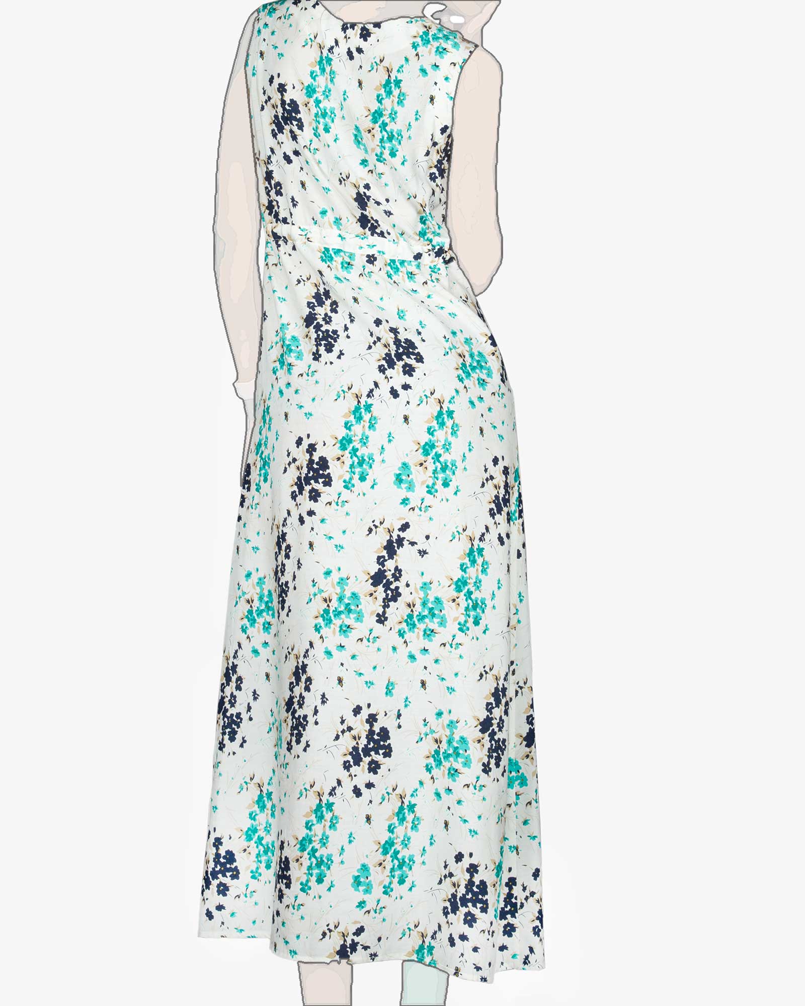 پیراهن ساحلی بلند زنانه سبزآبی-پشت