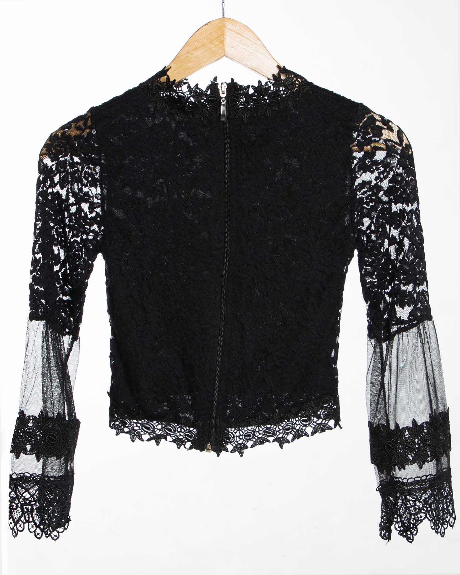 بلوز مجلسی گیپور زنانه مشکی-پشت