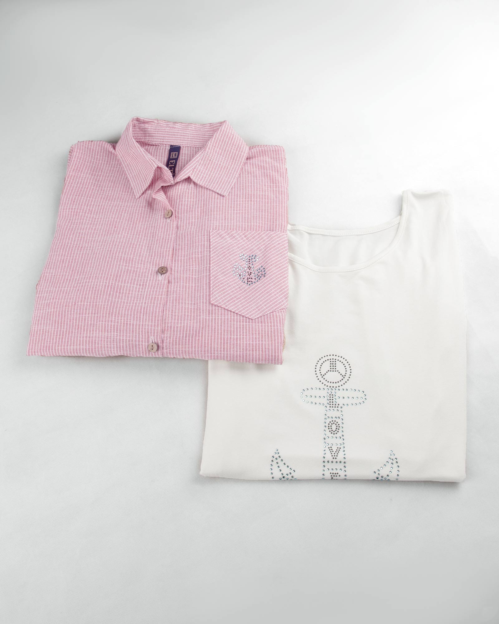 تونیک راه راه زنانه سفید صورتی (5)