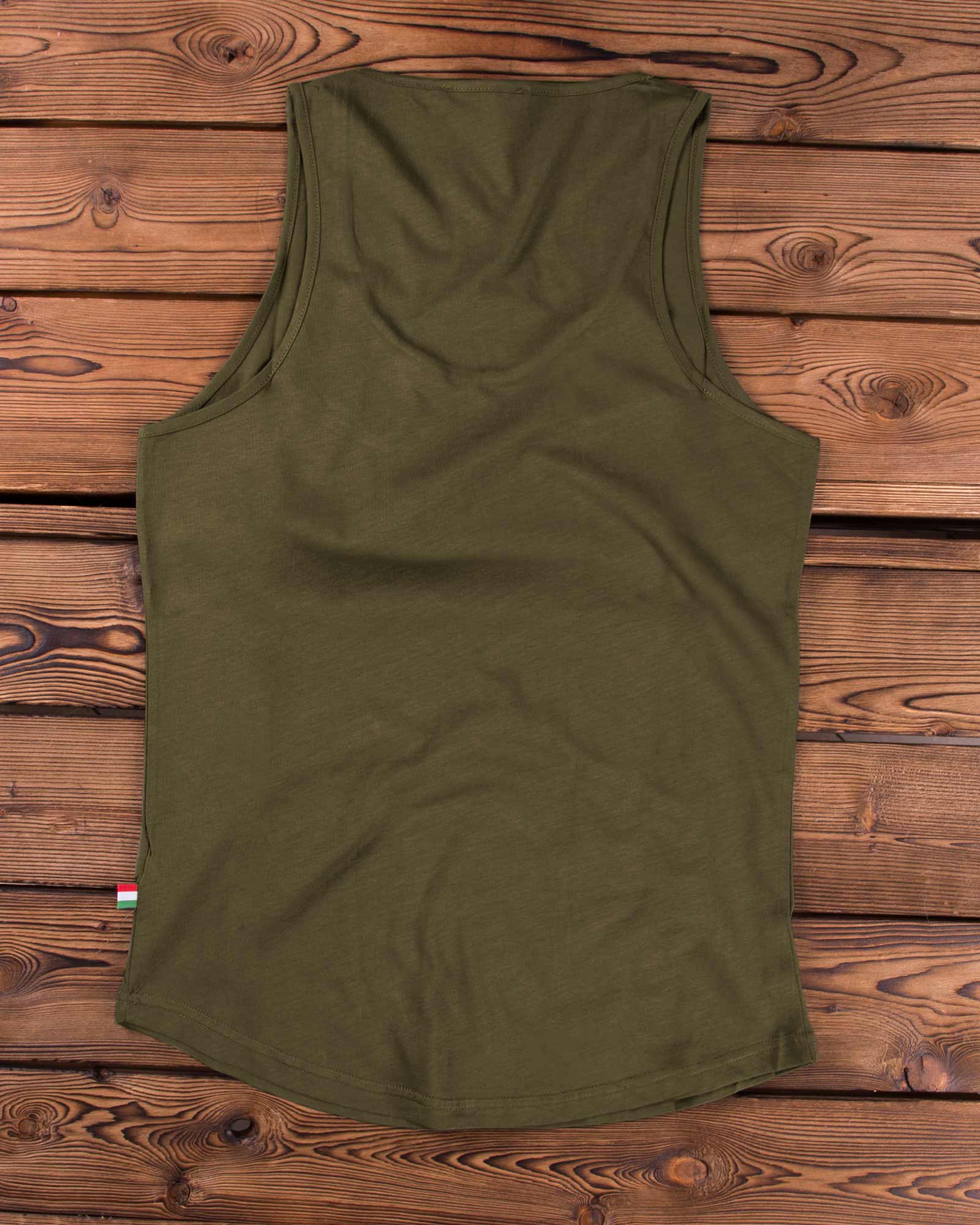 تیشرت سایکو اسکلتی آستین حلقه ای - زیتونی سیر - پشت