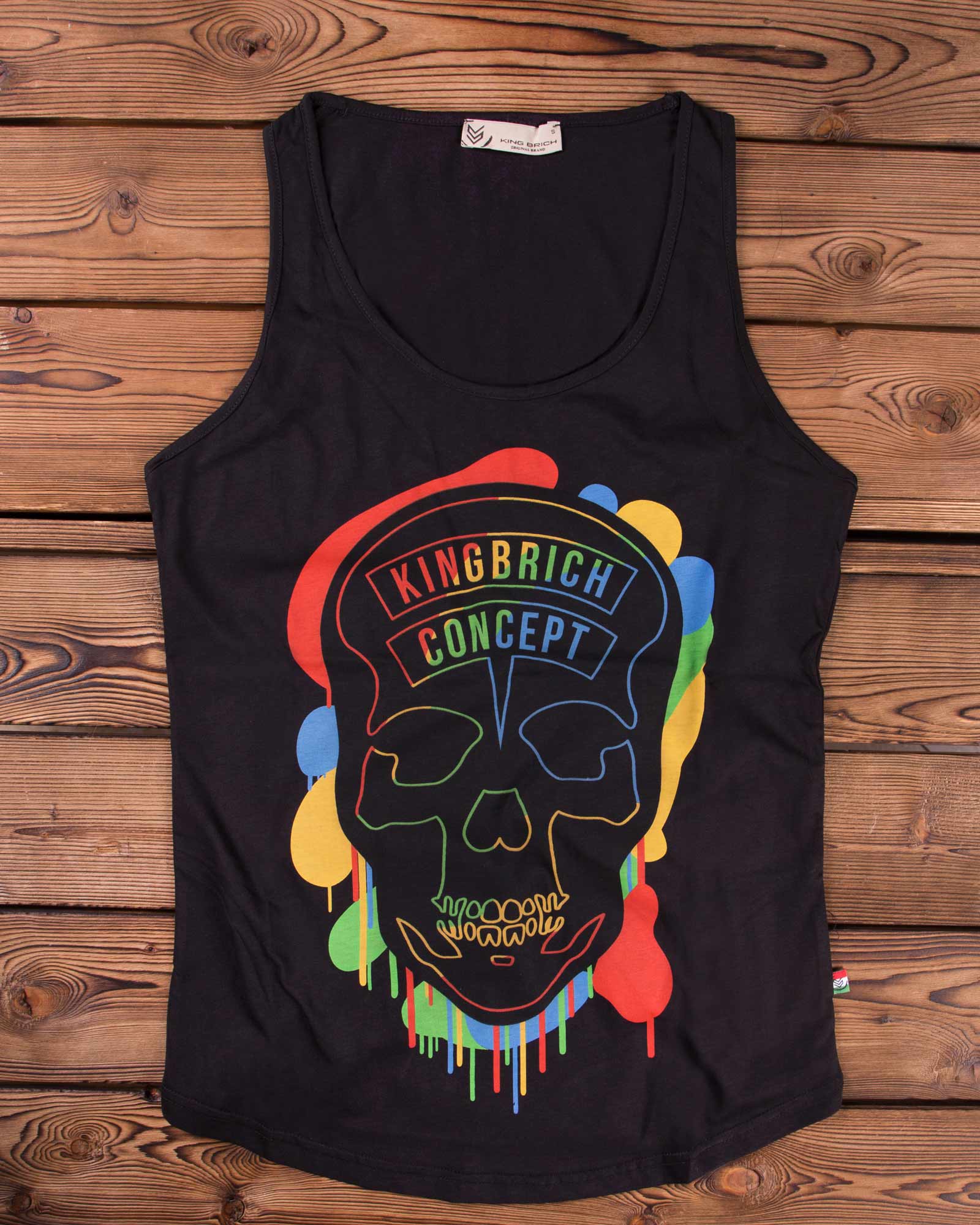 تیشرت سایکو اسکلتی آستین حلقه ای - مشکی - رو به رو