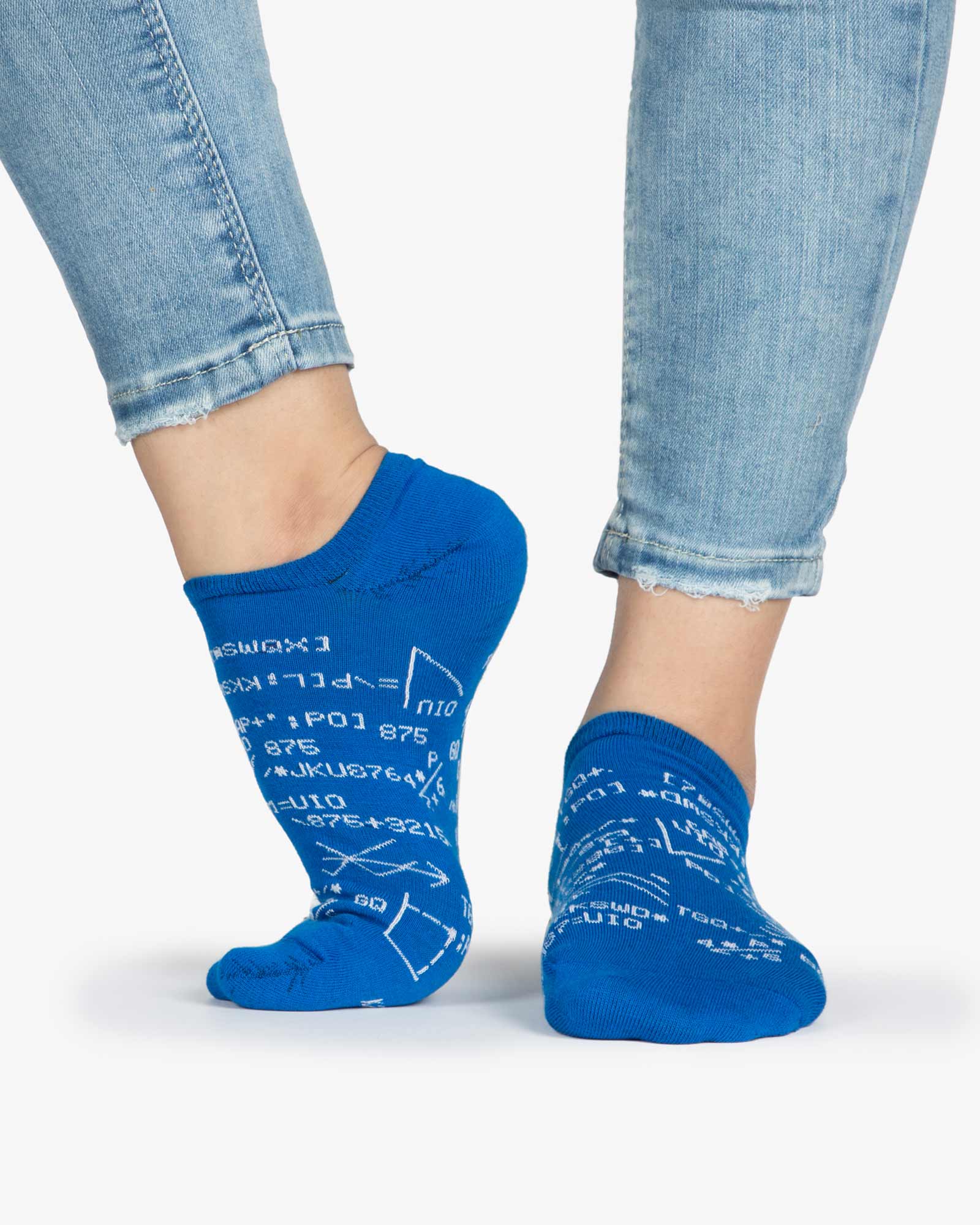 جوراب زنانه ساق کوتاه طرح ریاضی - آبی - ساق کوتاه - بغل پا