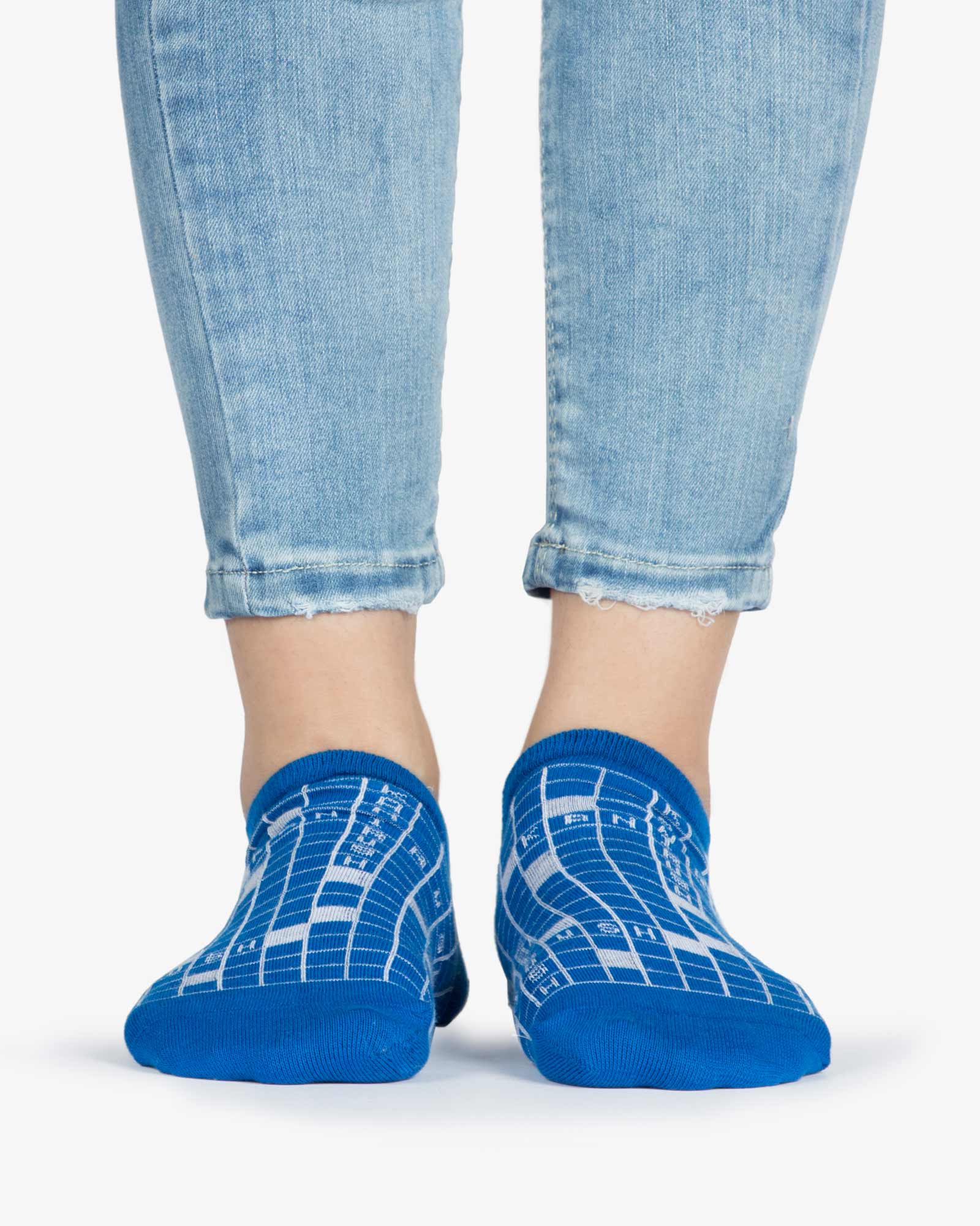 جوراب ساق کوتاه زنانه طرح شطرنجی - آبی - طرح شطرنجی - رو به رو