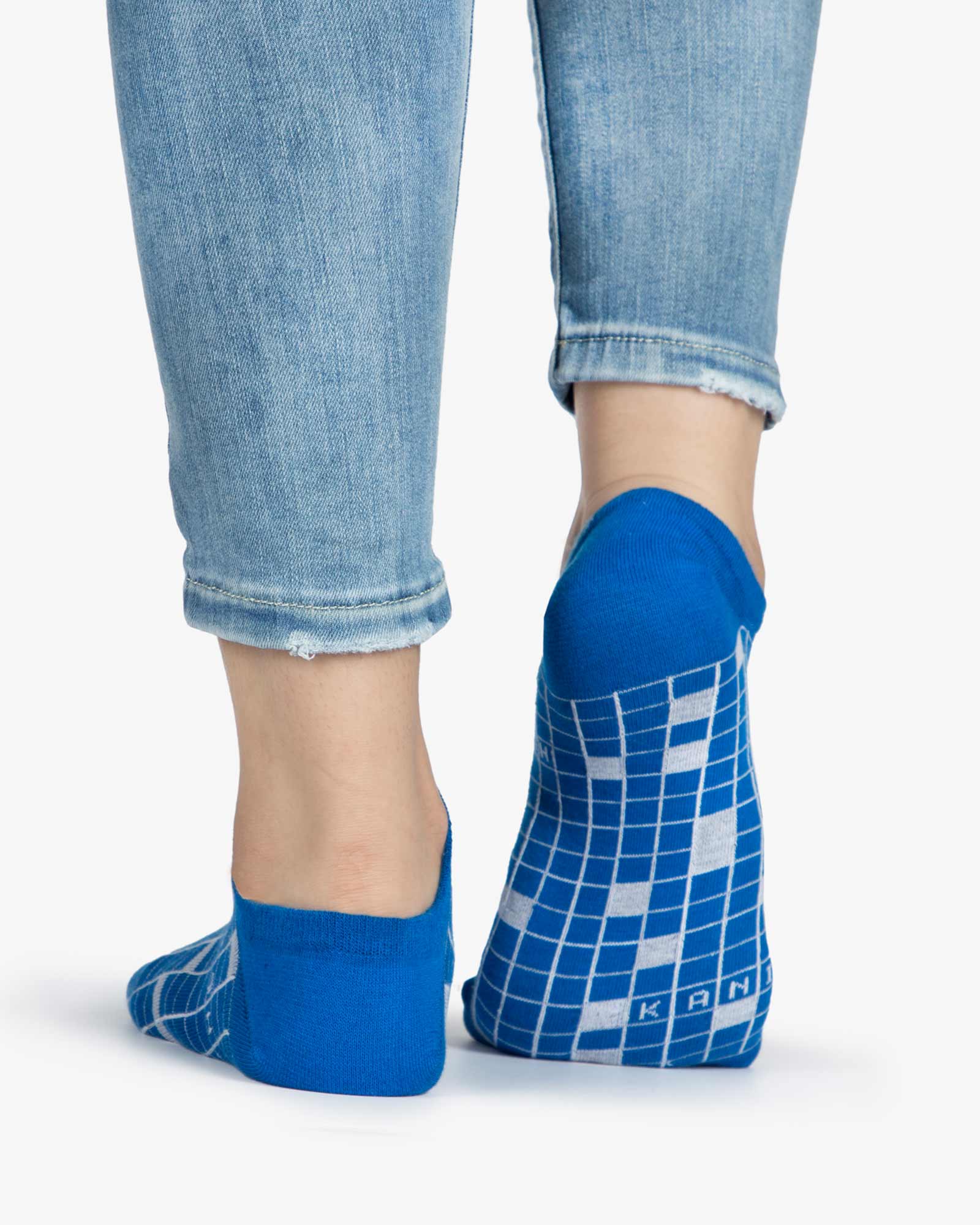 جوراب ساق کوتاه زنانه طرح شطرنجی - آبی - طرح شطرنجی - پشت