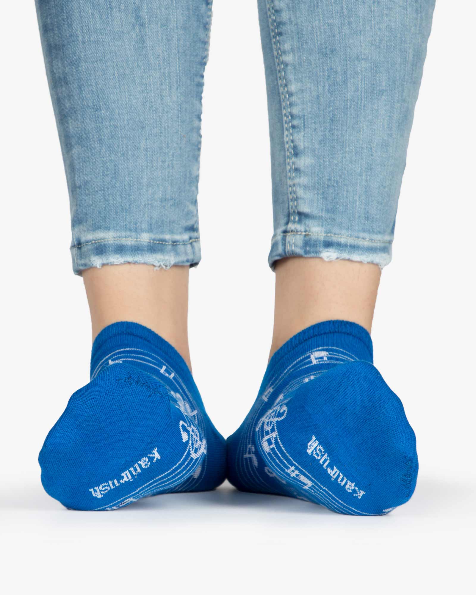 جوراب ساق کوتاه زنانه طرح نت - آبی - برند جوراب - رو به رو