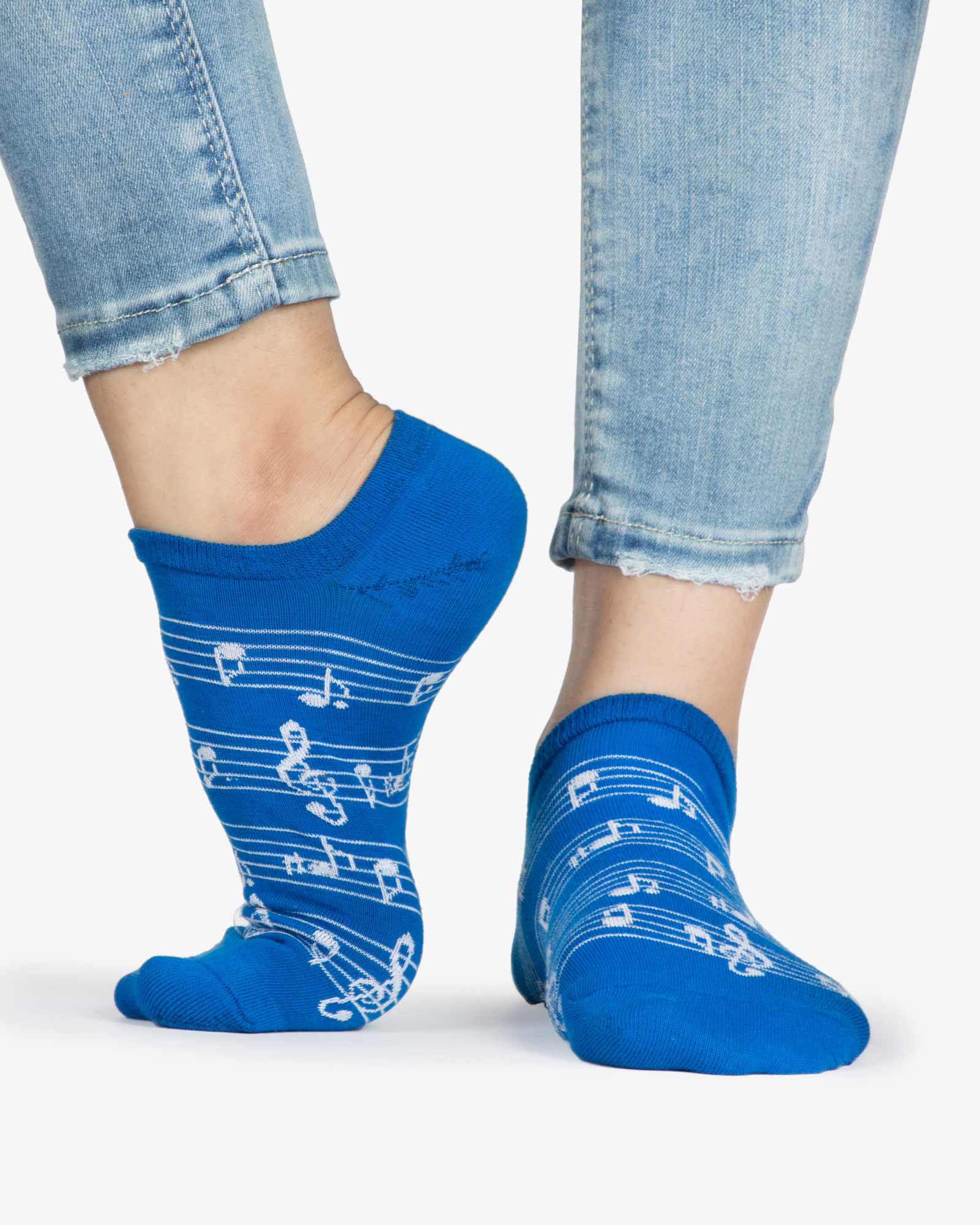 جوراب ساق کوتاه زنانه طرح نت - آبی - ساق کوتاه - بغل پا