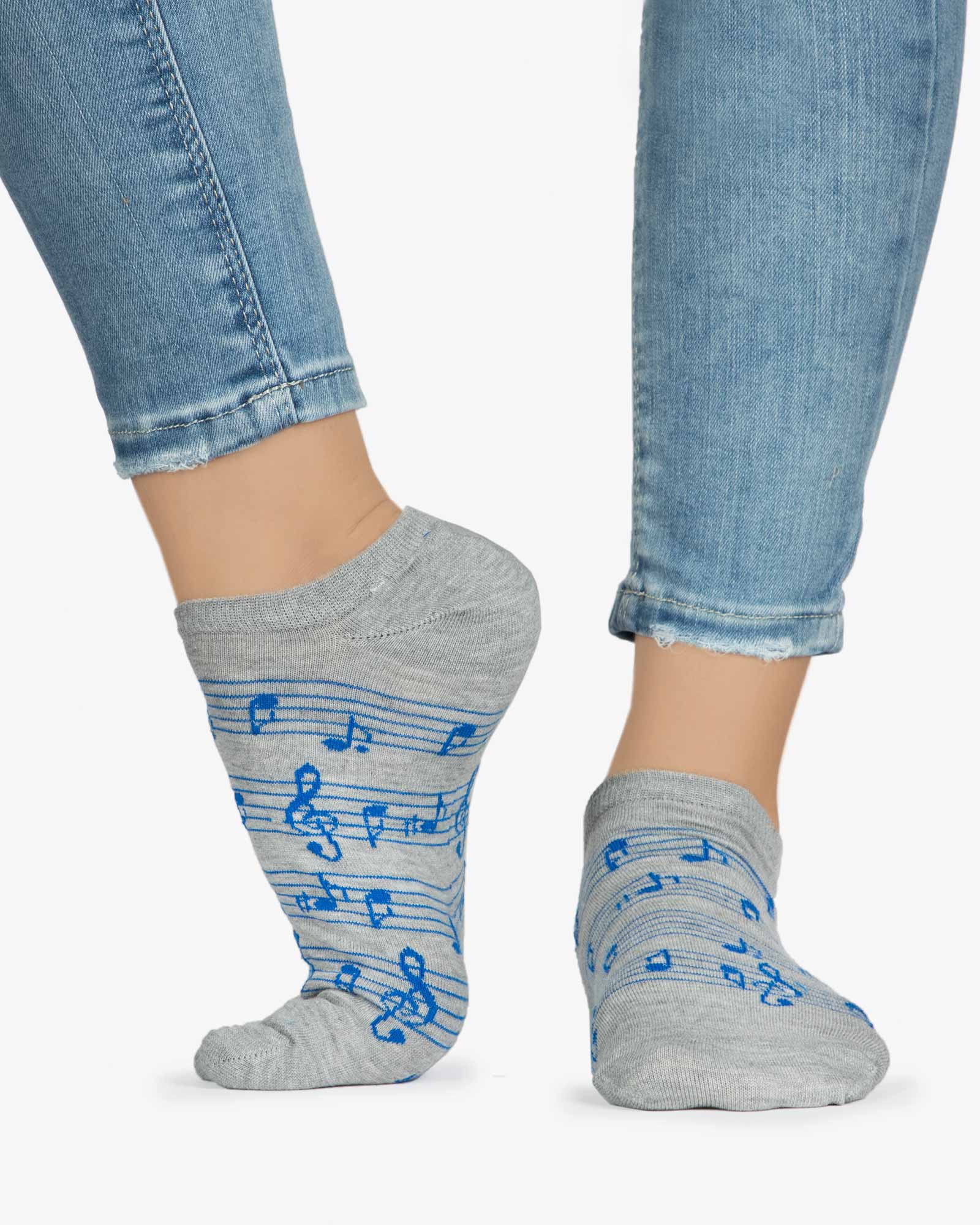 جوراب ساق کوتاه زنانه طرح نت - طوسی کم رنگ - ساق کوتاه - بغل