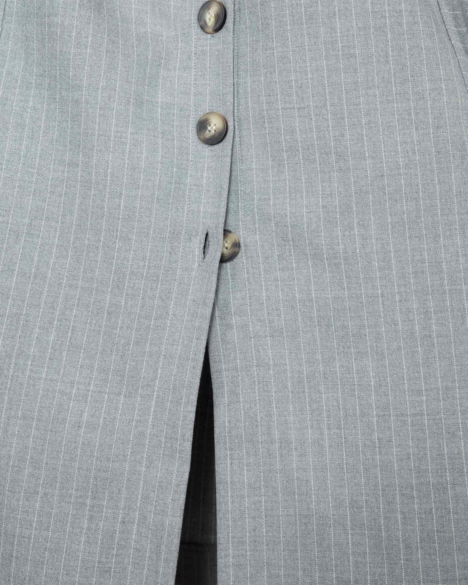 سارافون راه راه طوسی سفید زنانه - طوسی - دکمه