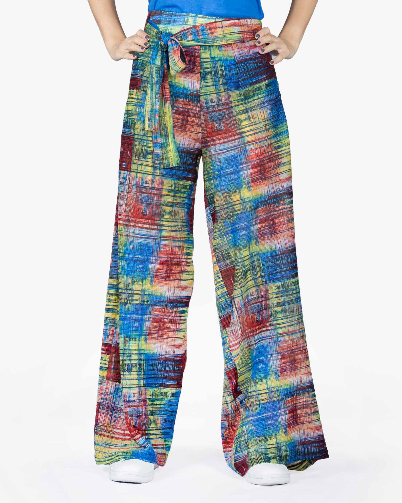 شلوار گشاد رنگی زنانه - قرمز - رو به رو