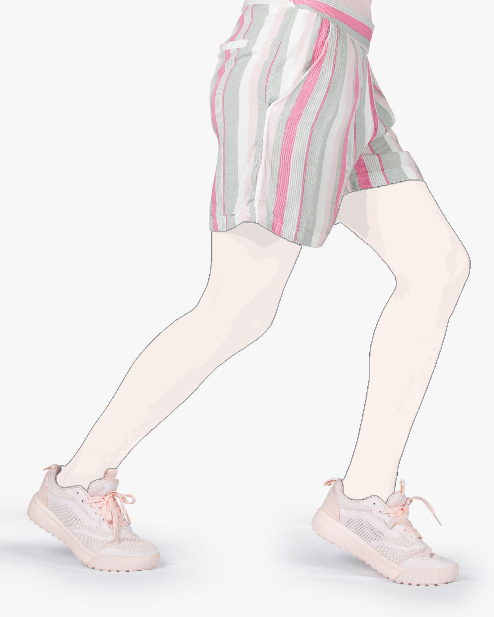 شلوارک راه راه زنانه - ارغوانی روشن - بغل