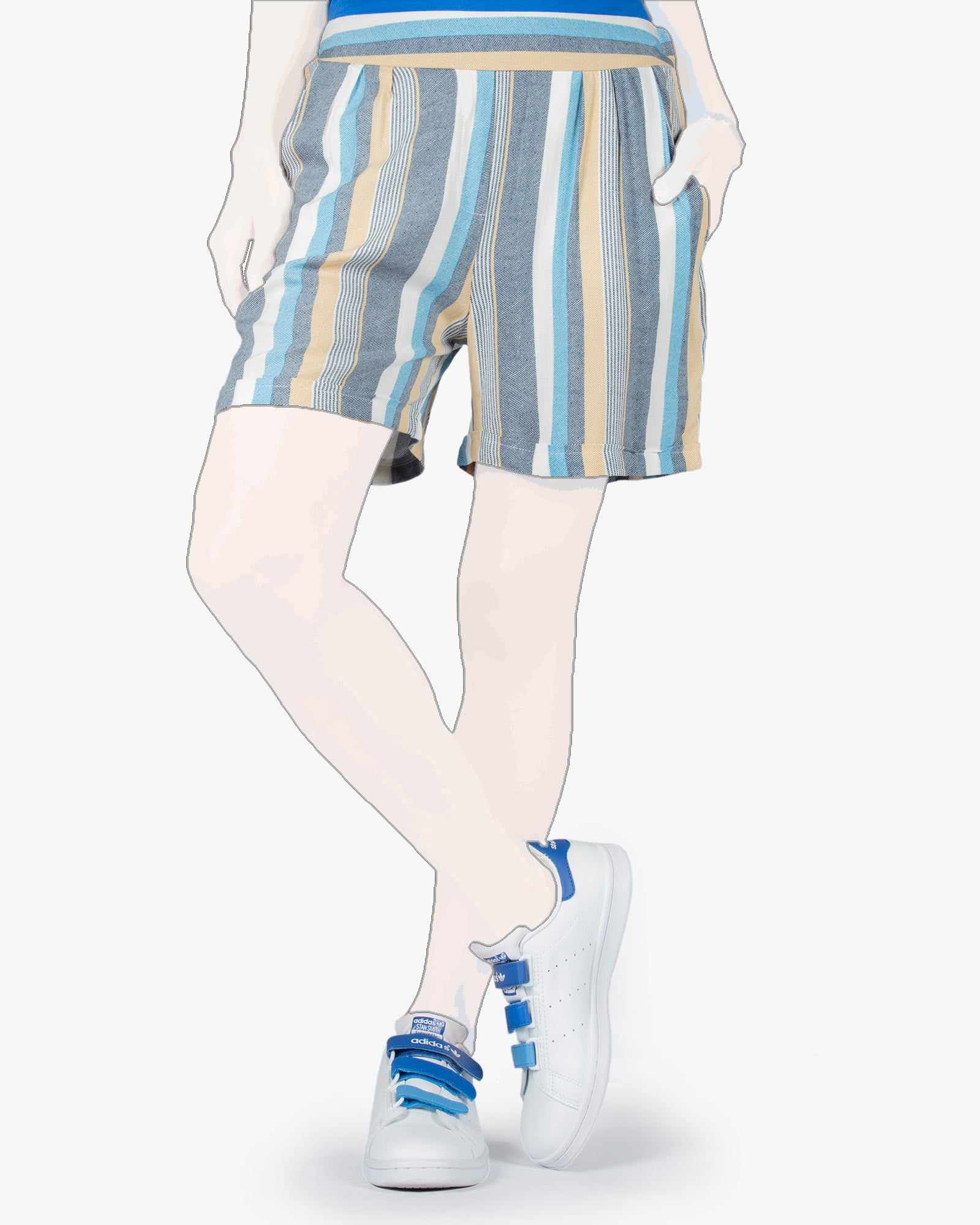 شلوارک راه راه زنانه - نیلی - روبه-رو