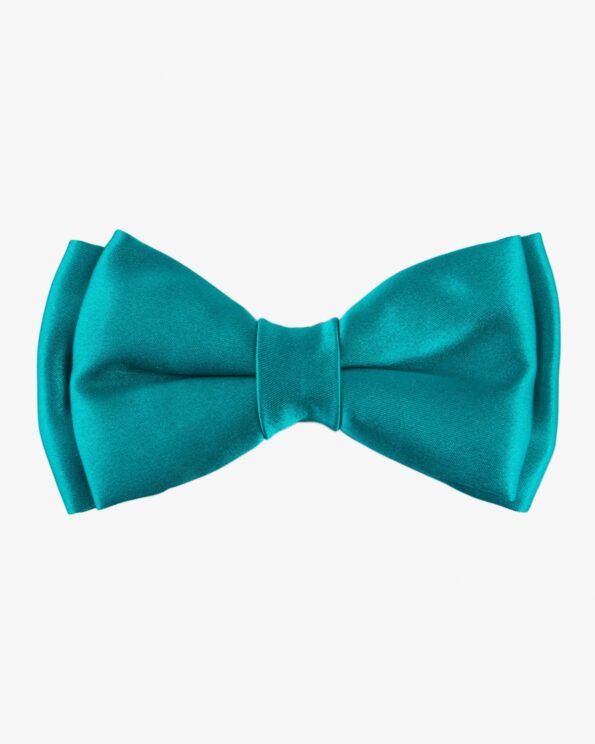 پاپیون ساده ساتن سبز آبی - سبز زمردی