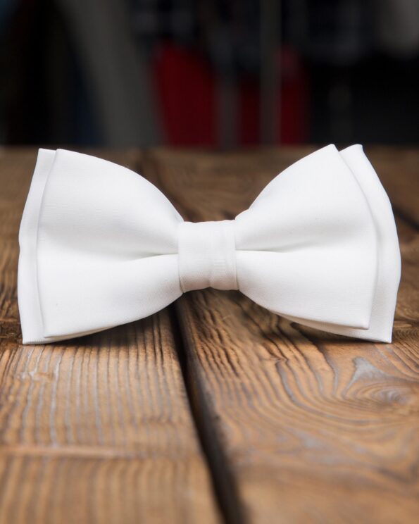 پاپیون ساده سفید ساتن مردانه - سفید - رو به رو