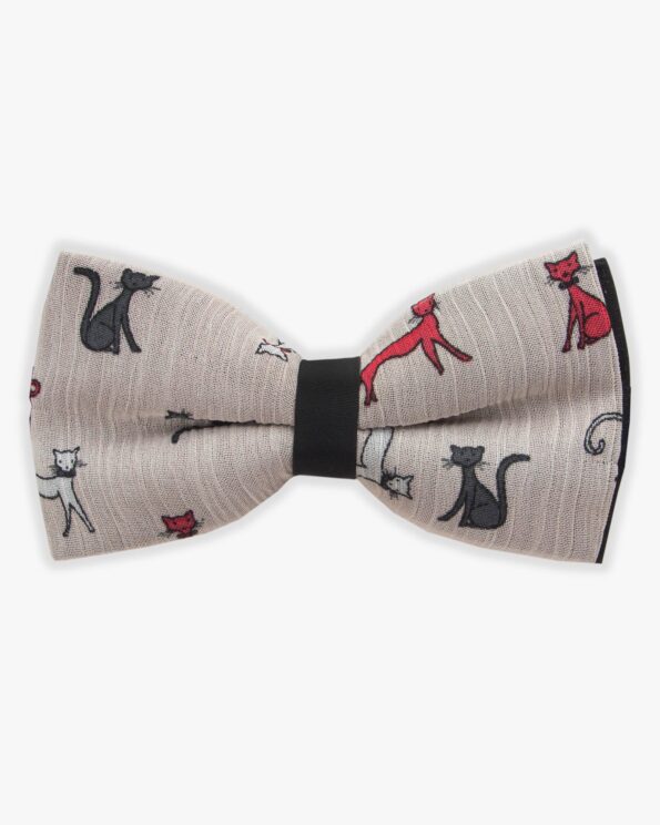 پاپیون فانتزی دخترانه طرح گربه - طوسی