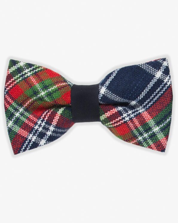 پاپیون چهارخانه دخترانه قرمز سبز سرمه ای - قرمز