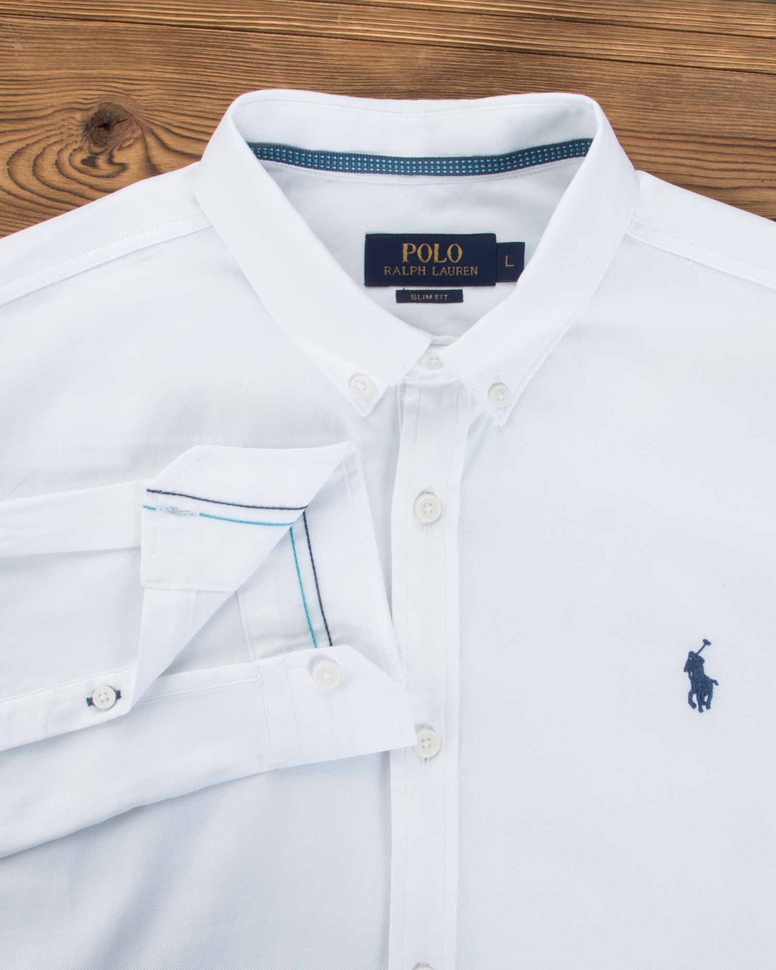 پیراهن ساده آستین بلند مردانه - سفید - یقه