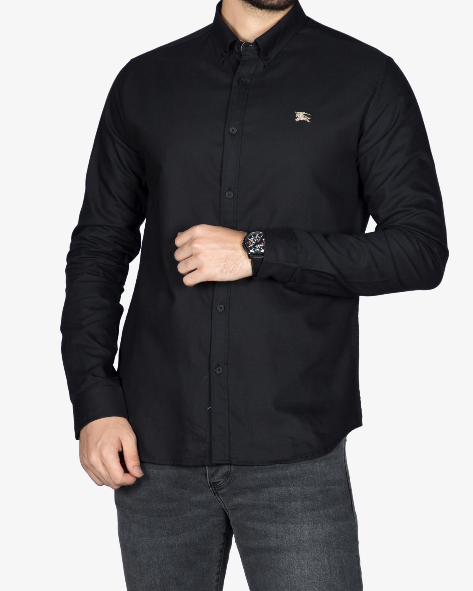پیراهن مشکی اسپرت آستین بلند - مشکی - رو به رو