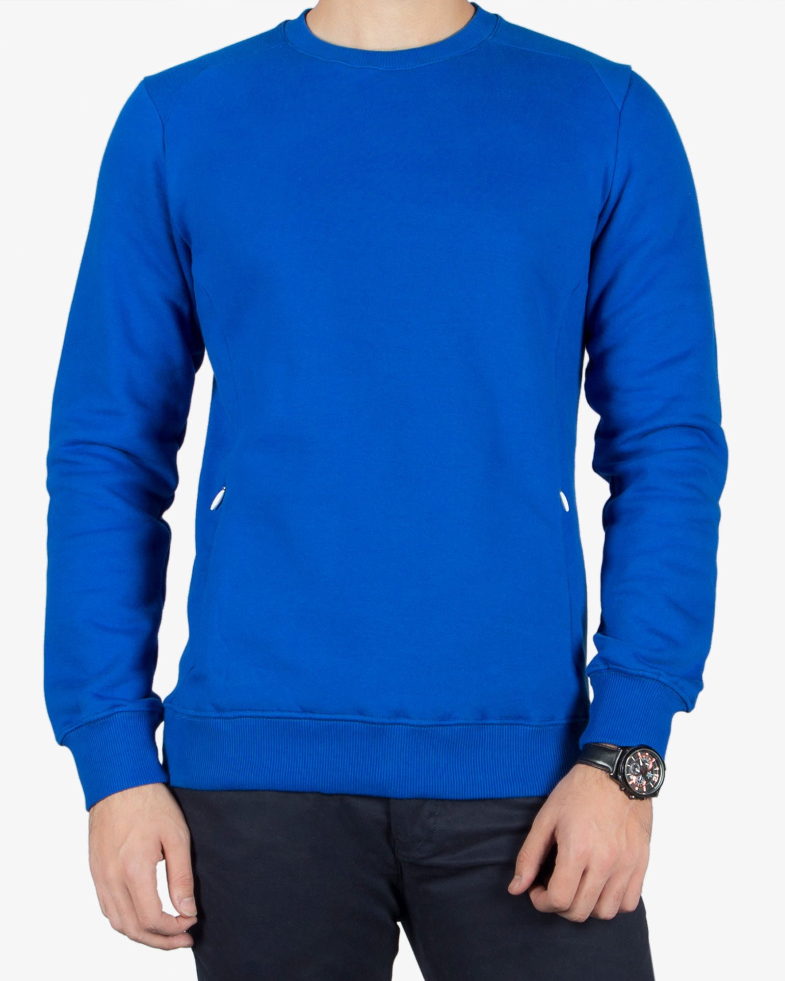 بلوز مردانه آبی اسپرت ساده - آبی - رو به رو