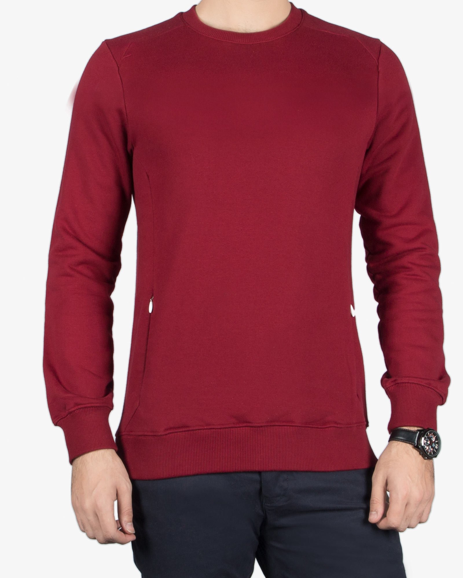 بلوز مردانه قرمز آستین بلند - عنابی - رو به رو