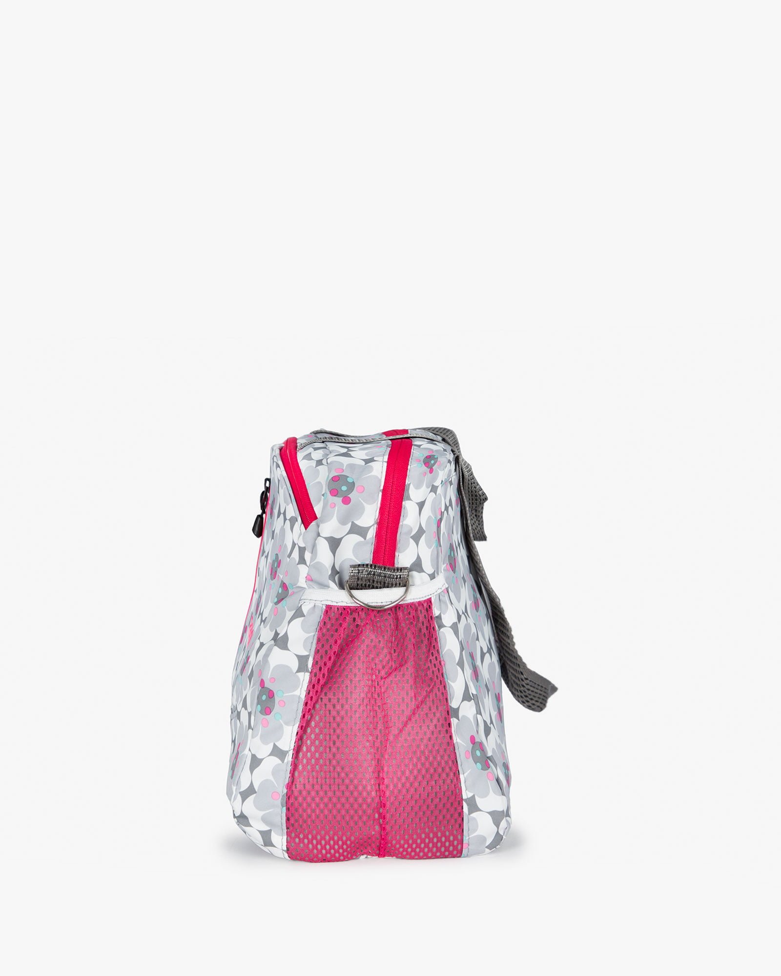 ساک ورزشی طرح ریبوک گلدار - طوسی کم رنگ - بغل