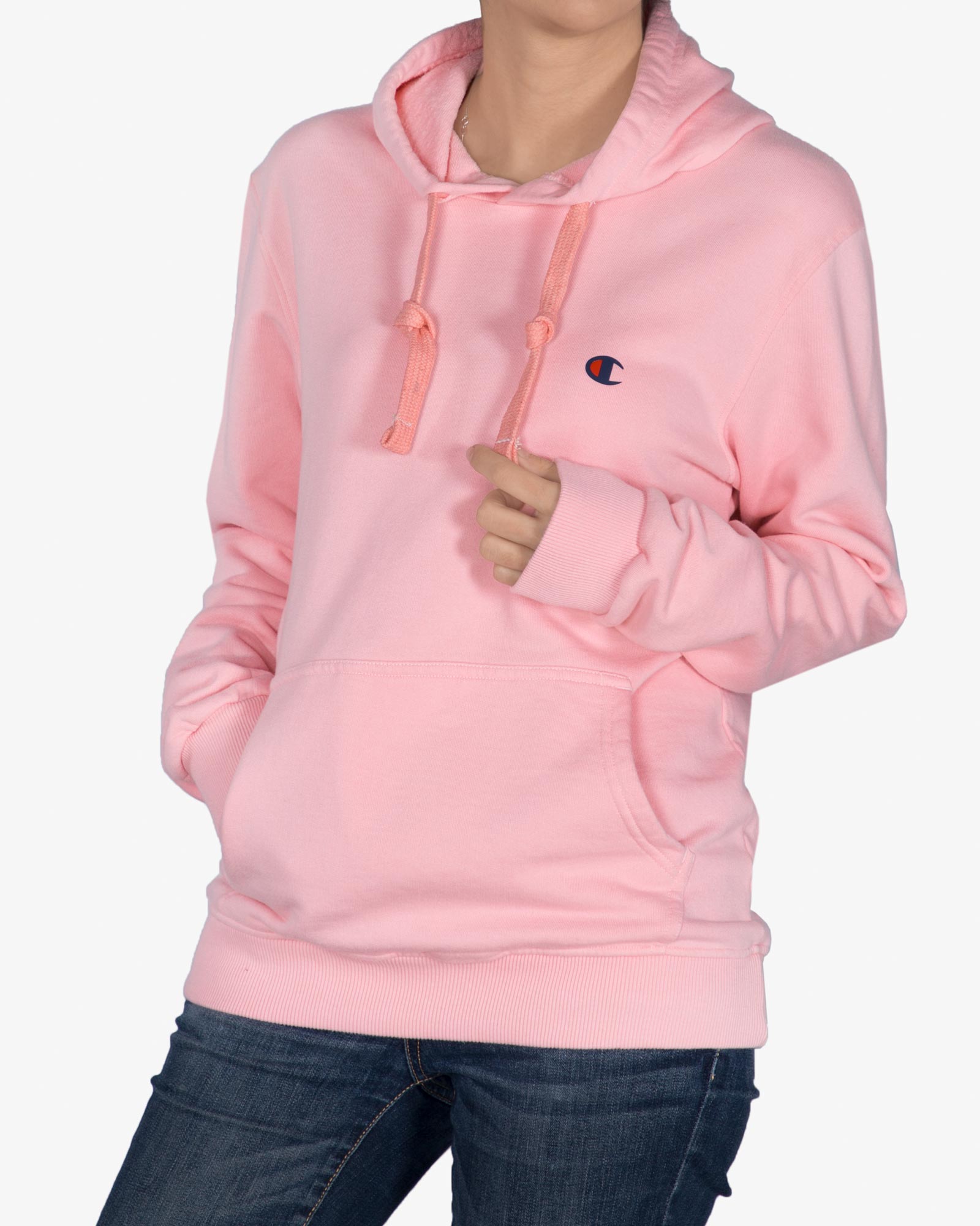 سویشرت دخترانه کلاه دار کوتاه صورتی - صورتی - رو به رو