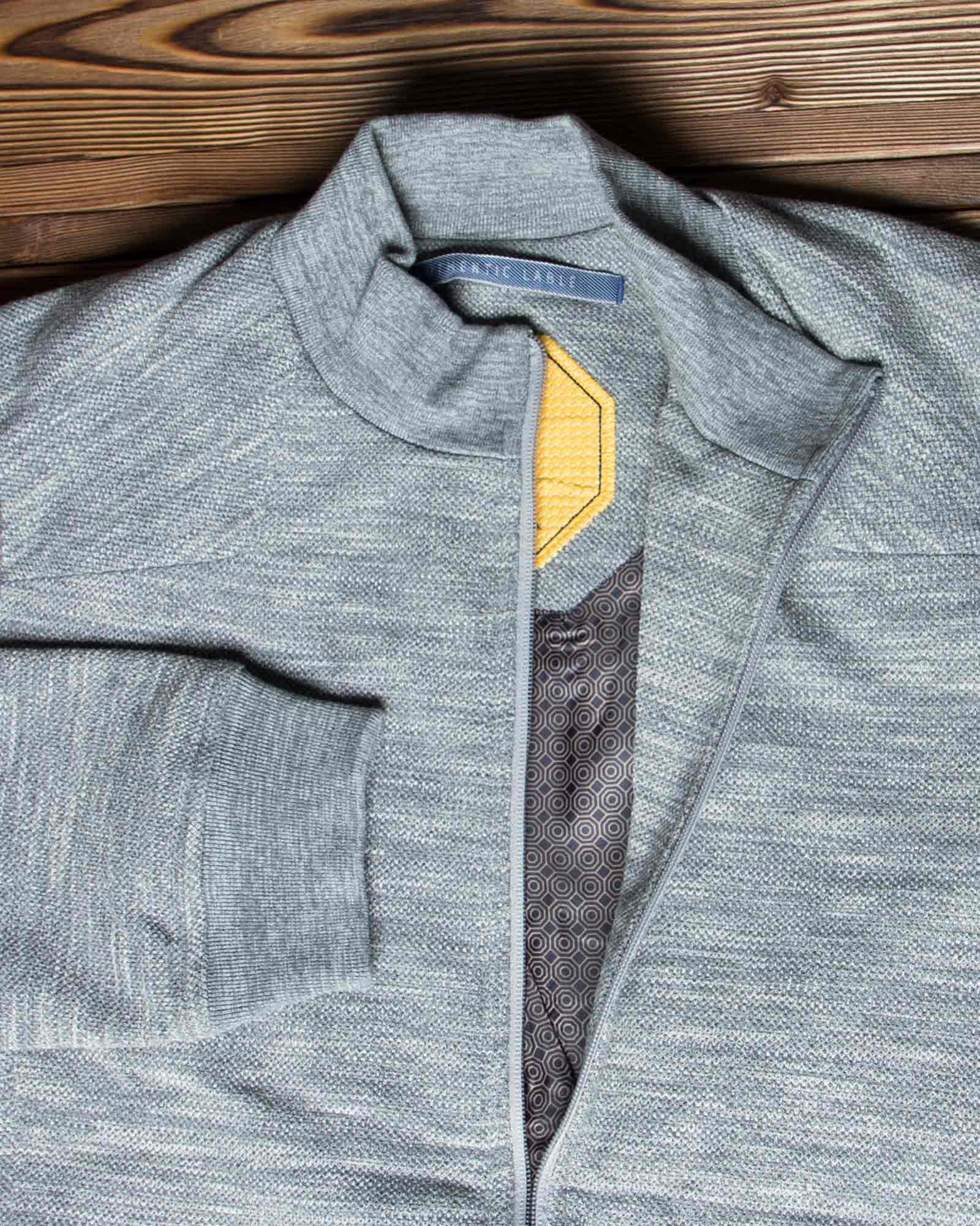 سویشرت مردانه یقه ایستاده ملانژ - ملانژ - زیپ یقه ایستاده باز