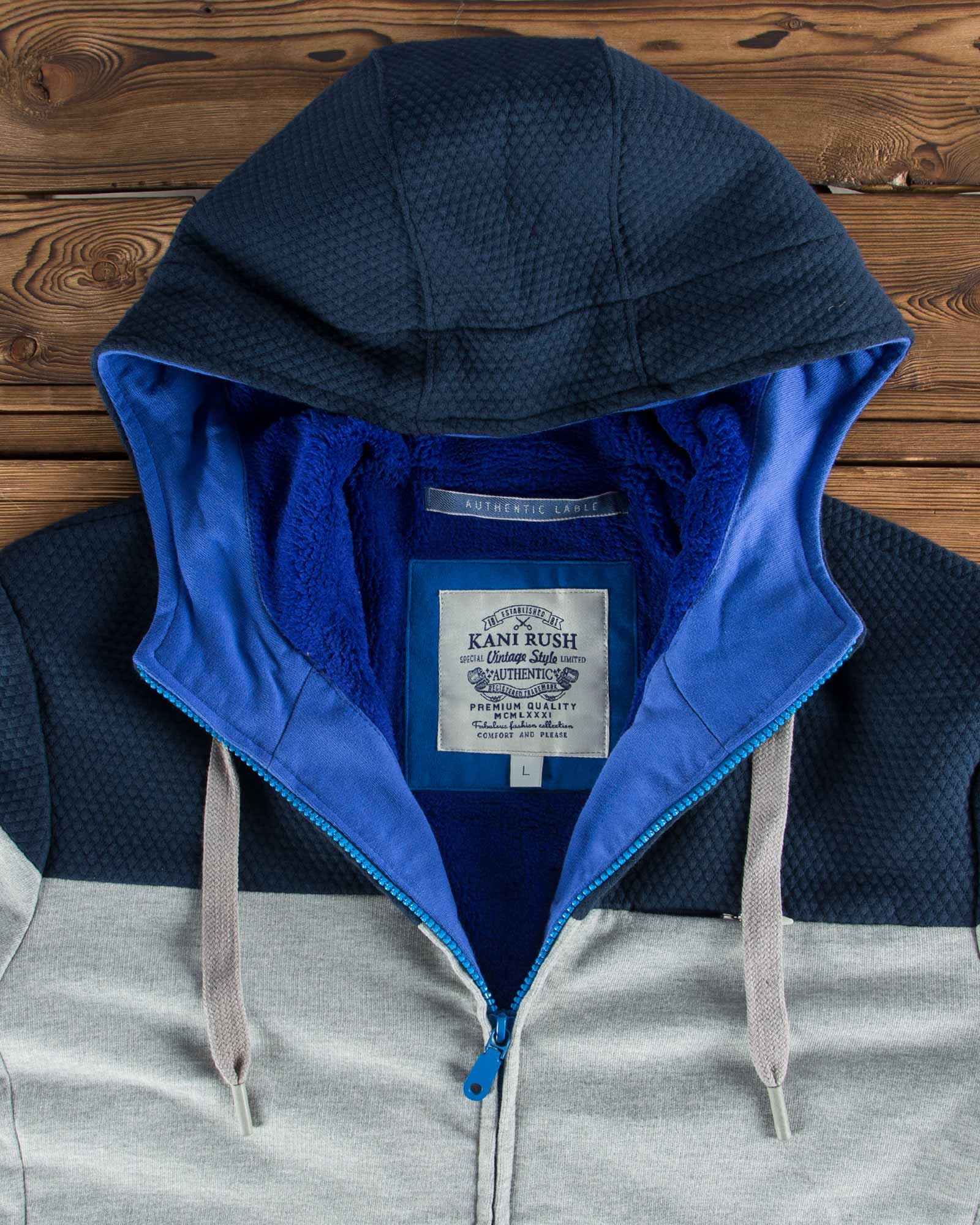 سویشرت کلاه دار مردانه ملانژ - سرمه ای - کلاه