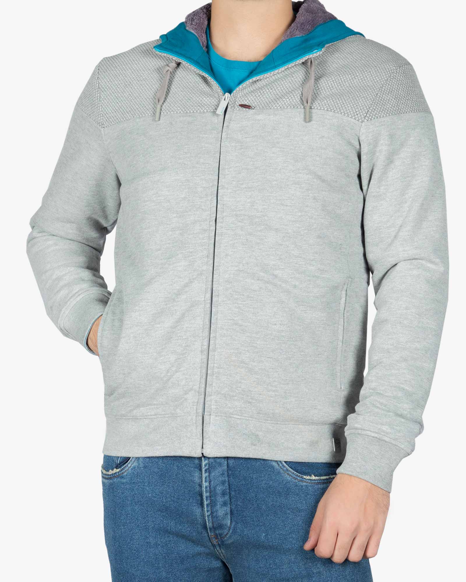 سویشرت کلاه دار مردانه ملانژ - ملانژ - رو به رو