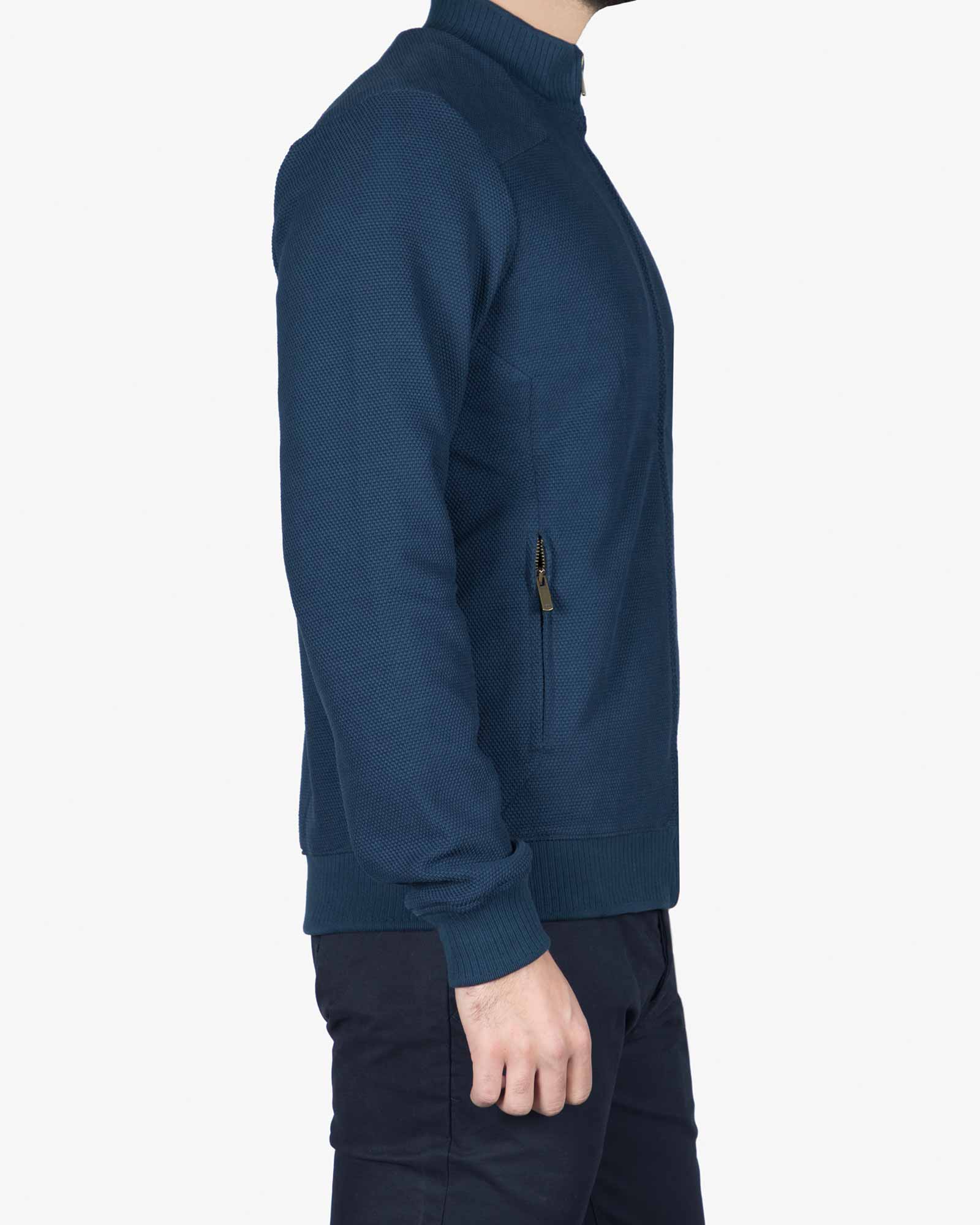 سویشرت یقه ایستاده زیپ دار مردانه سرمه ای - سرمه ای - بغل