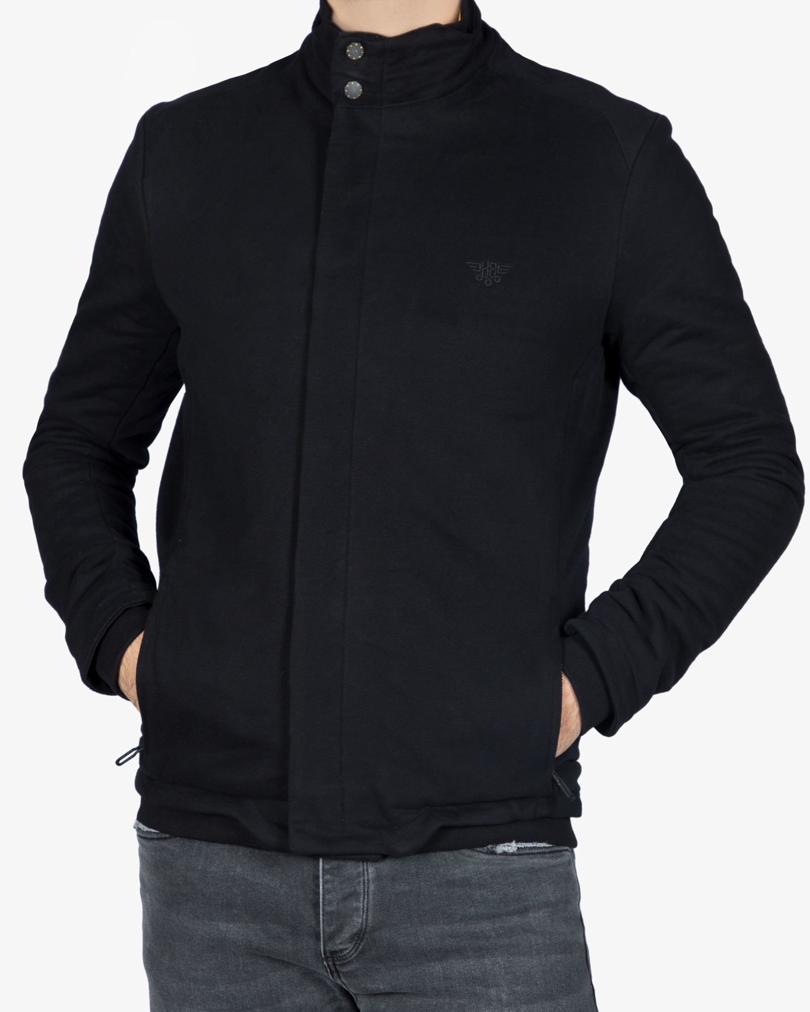 سویشرت یقه ایستاده مردانه - مشکی - رو به رو