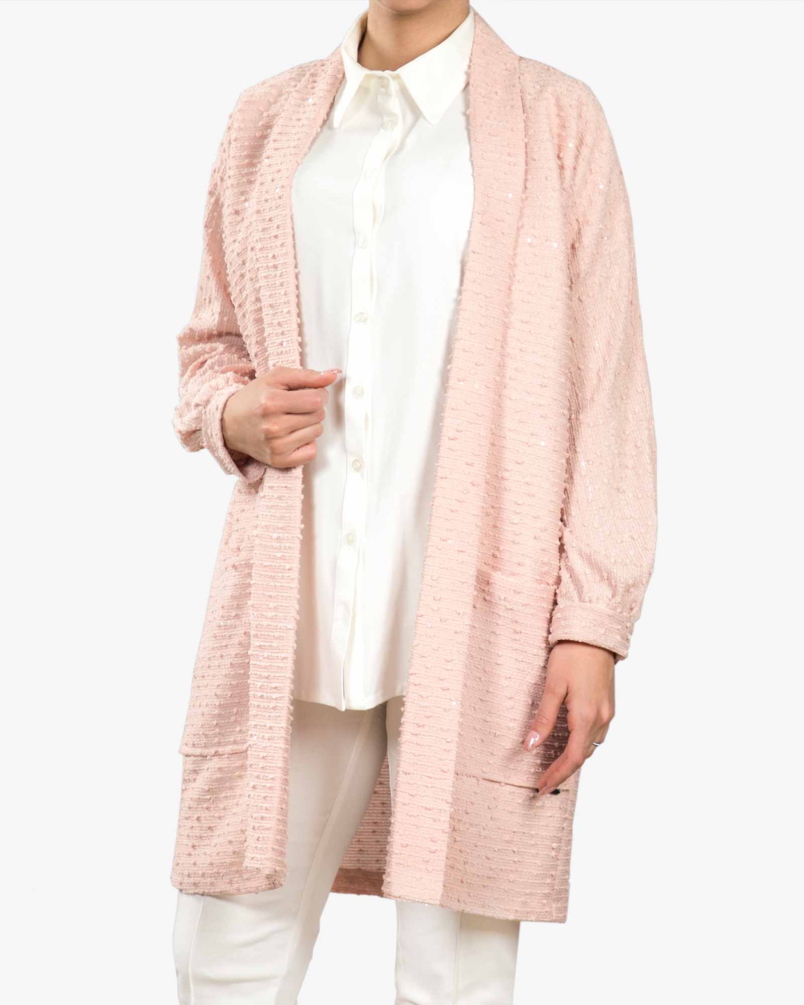 مانتو لمه پاییزه کوتاه پولکی جلو باز - هلویی سیر - جلو باز