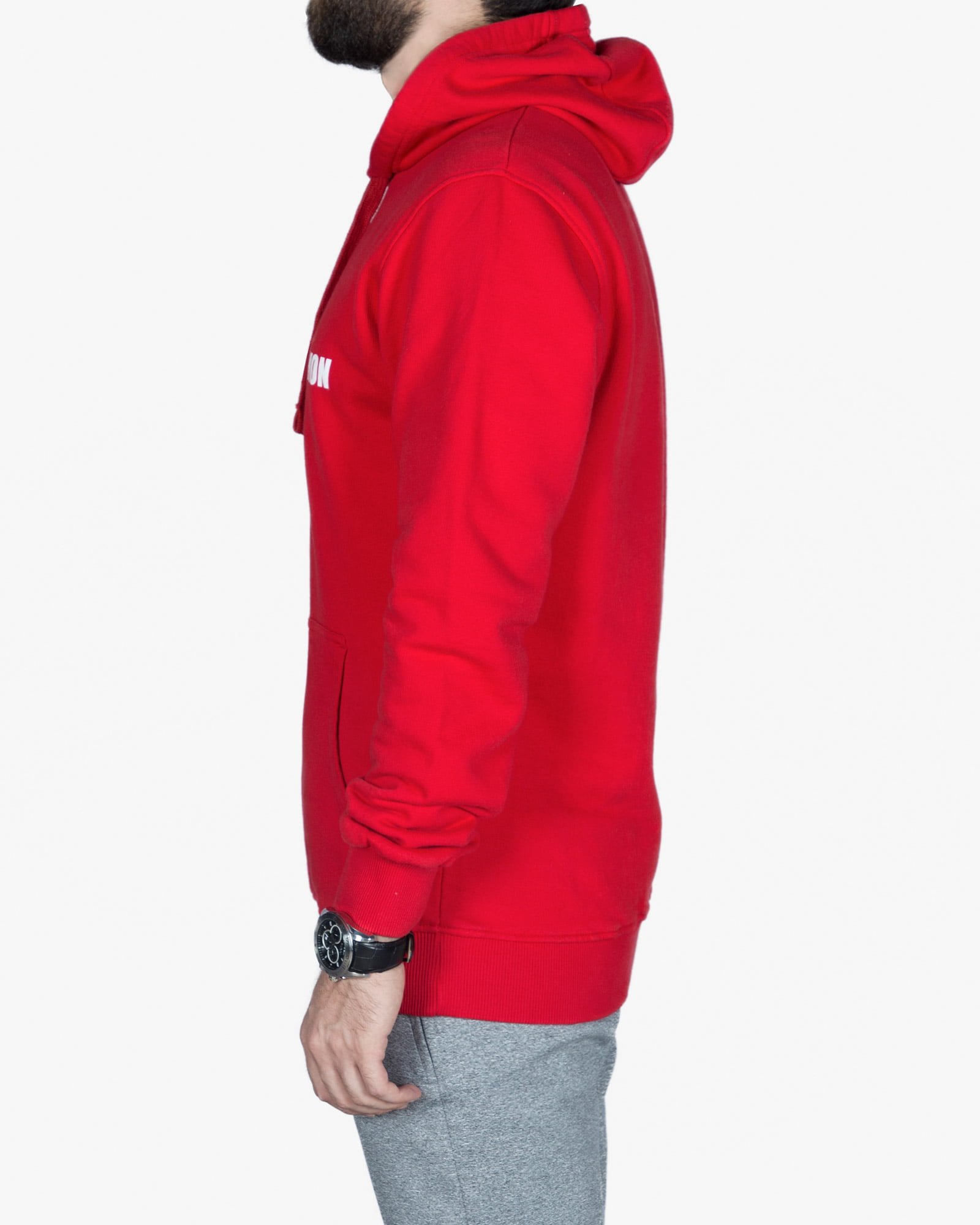 هودی جلو بسته قرمز مردانه - قرمز - بغل