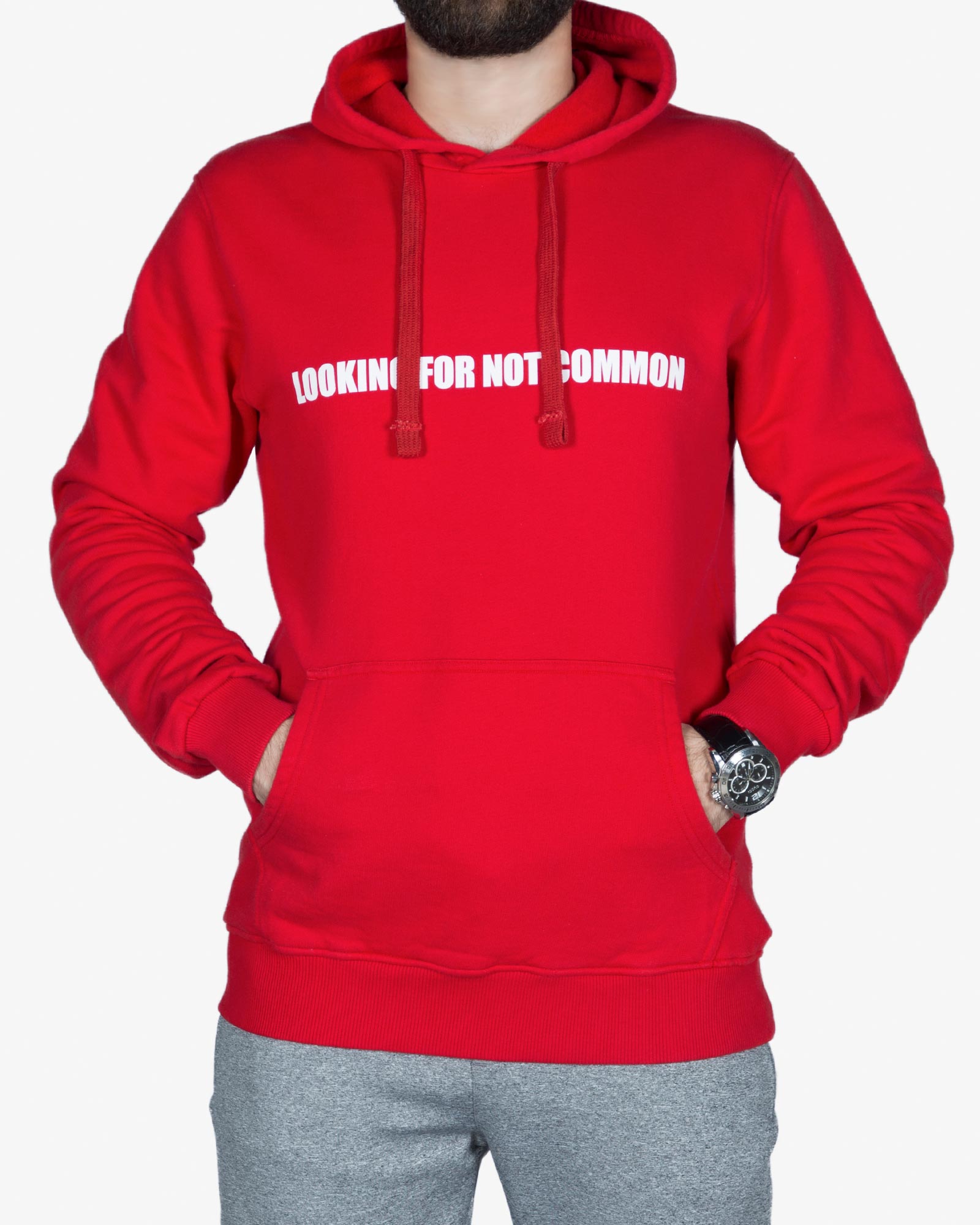 هودی جلو بسته قرمز مردانه - قرمز - رو به رو