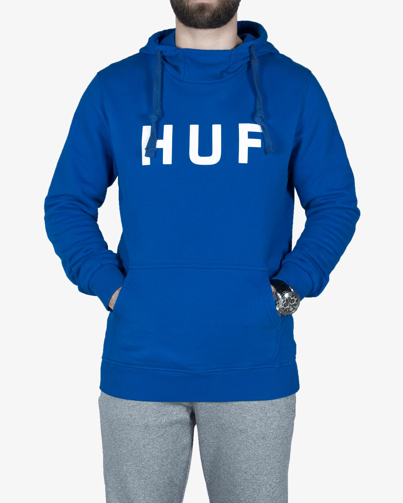 هودی مردانه اسپرت جلو بسته - آبی - رو به رو