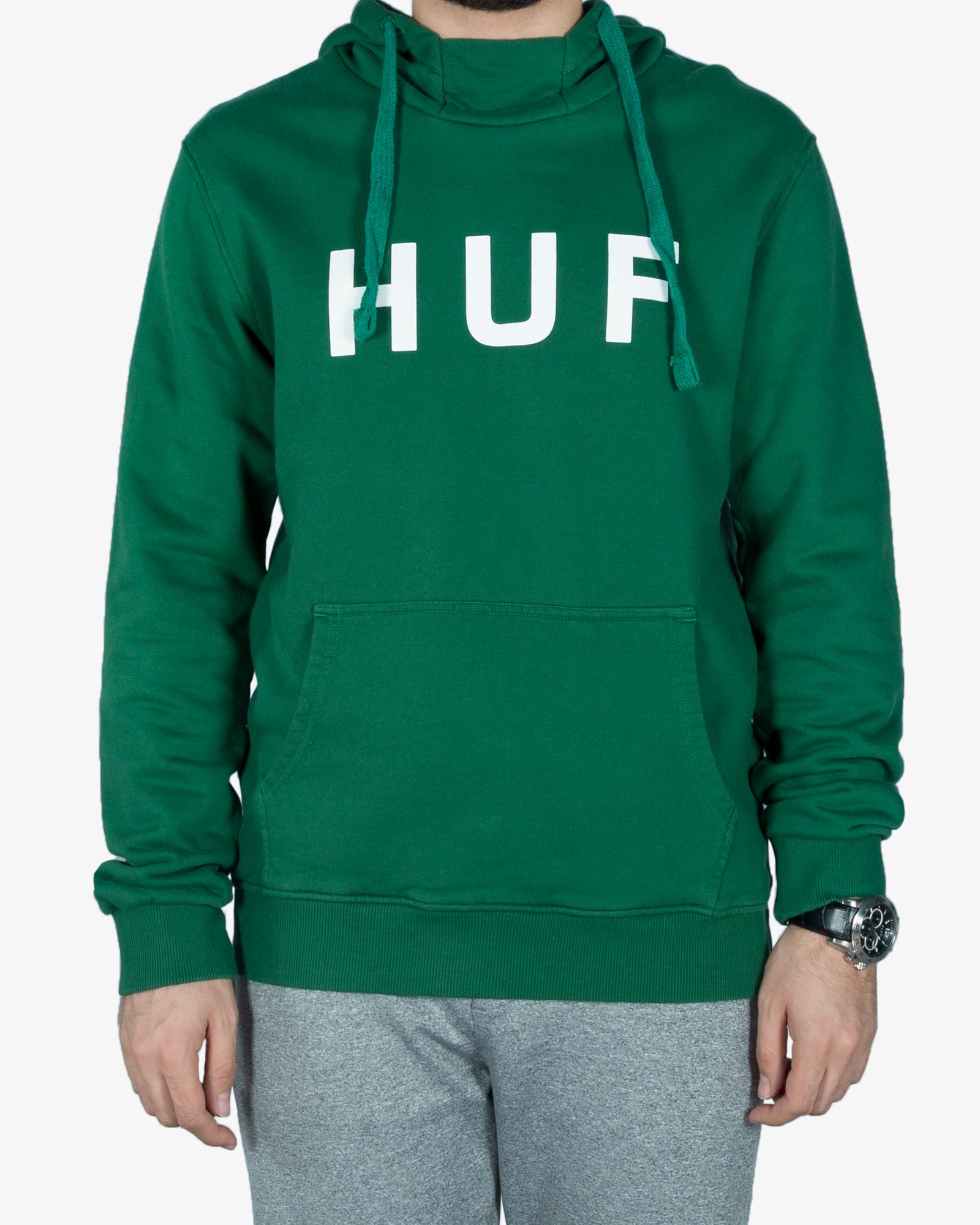 هودی مردانه اسپرت جلو بسته - سبز - رو به رو