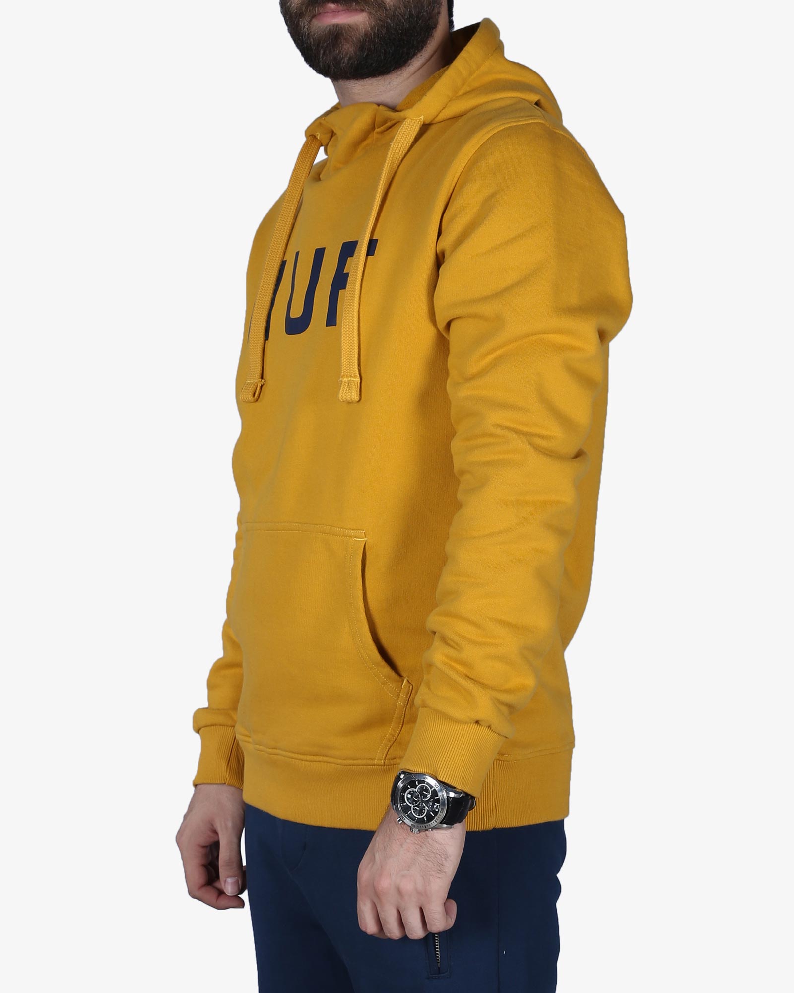 هودی مردانه اسپرت جلو بسته - عسلی - بغل