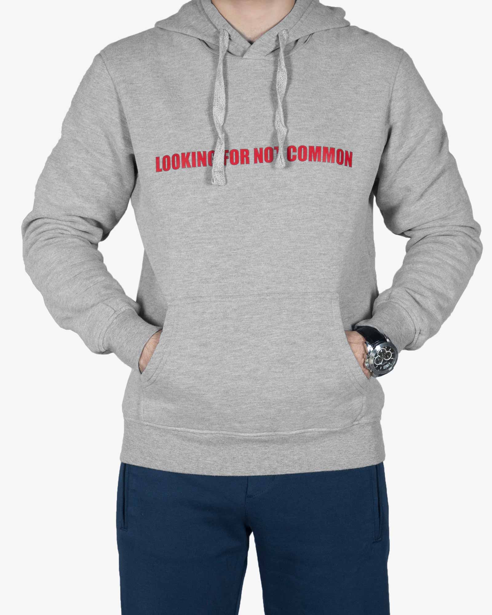 هودی مردانه جلو بسته جیب دار - ملانژ - رو به رو