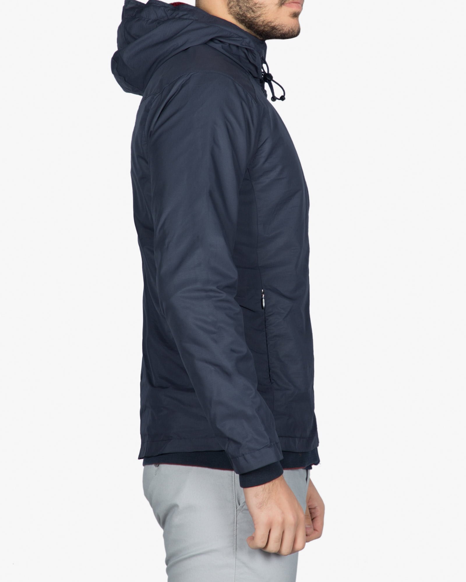 کاپشن مردانه کلاه دار پاییزی - سرمه ای - بغل