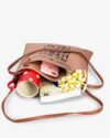 کیف دوشی طرح گربه زنانه بژ - بژ - ظرفیت