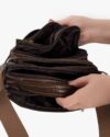کیف دوشی مردانه چرم قهوه ای تیره - قهوه ای تیره - جیب