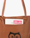 کیف طرح جغد چرم مصنوعی زنانه - قهوه ای - طرح جغد