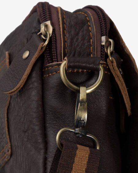 کیف چرم مردانه کمری قهوه ای - قهوه ای تیره - بند زیپ