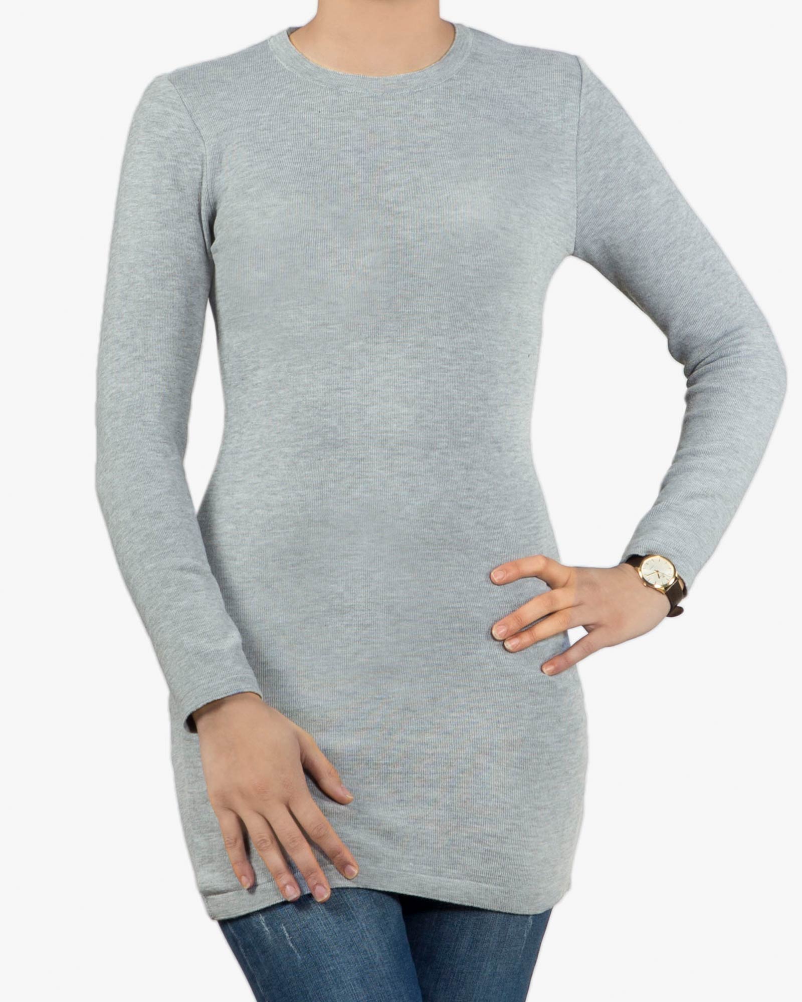 تونیک زنانه ساه بافت - طوسی کمرنگ - رو به رو