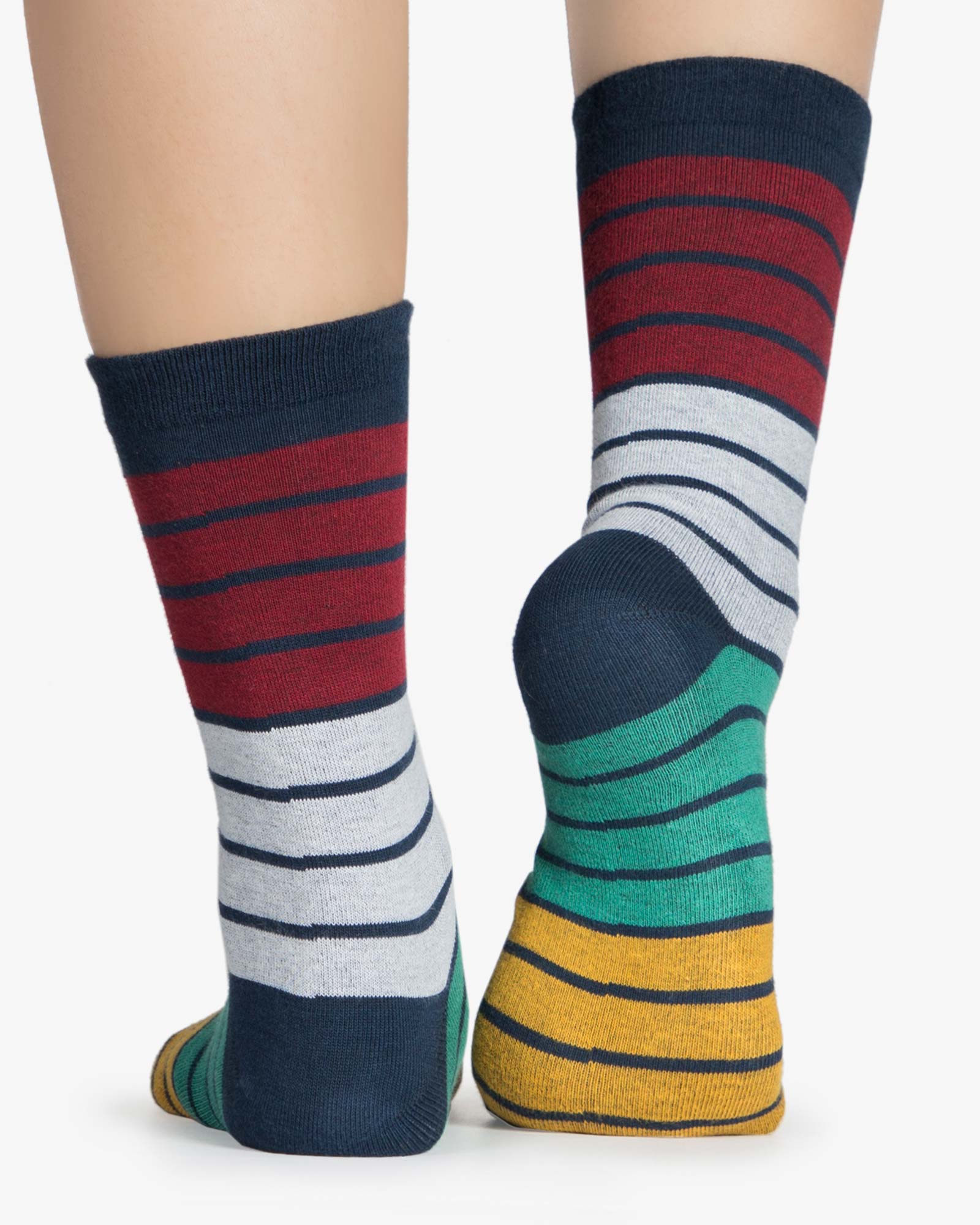 جوراب راه راه رنگی ساق دار - سبز آبی - پشت