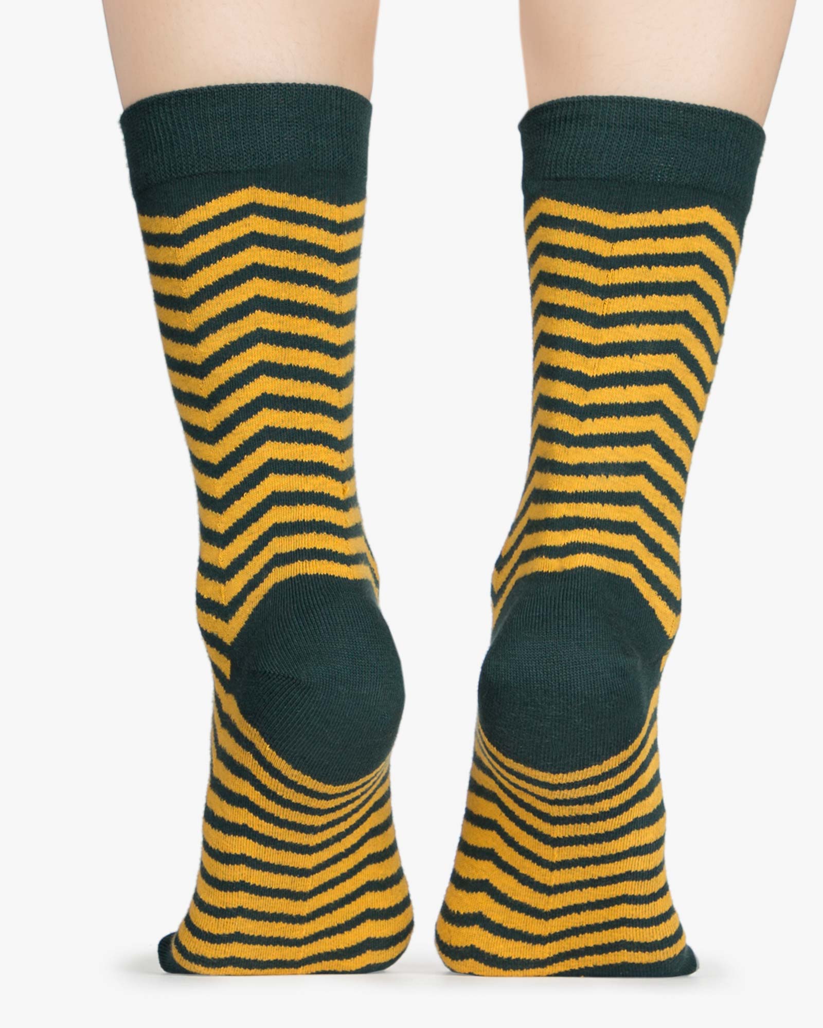 جوراب راه راه نخی ساق دار - خردلی - پشت